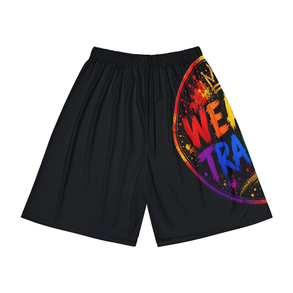 Men's Athletic Shorts — Colorful "Wealth Transfer" Graffiti Print