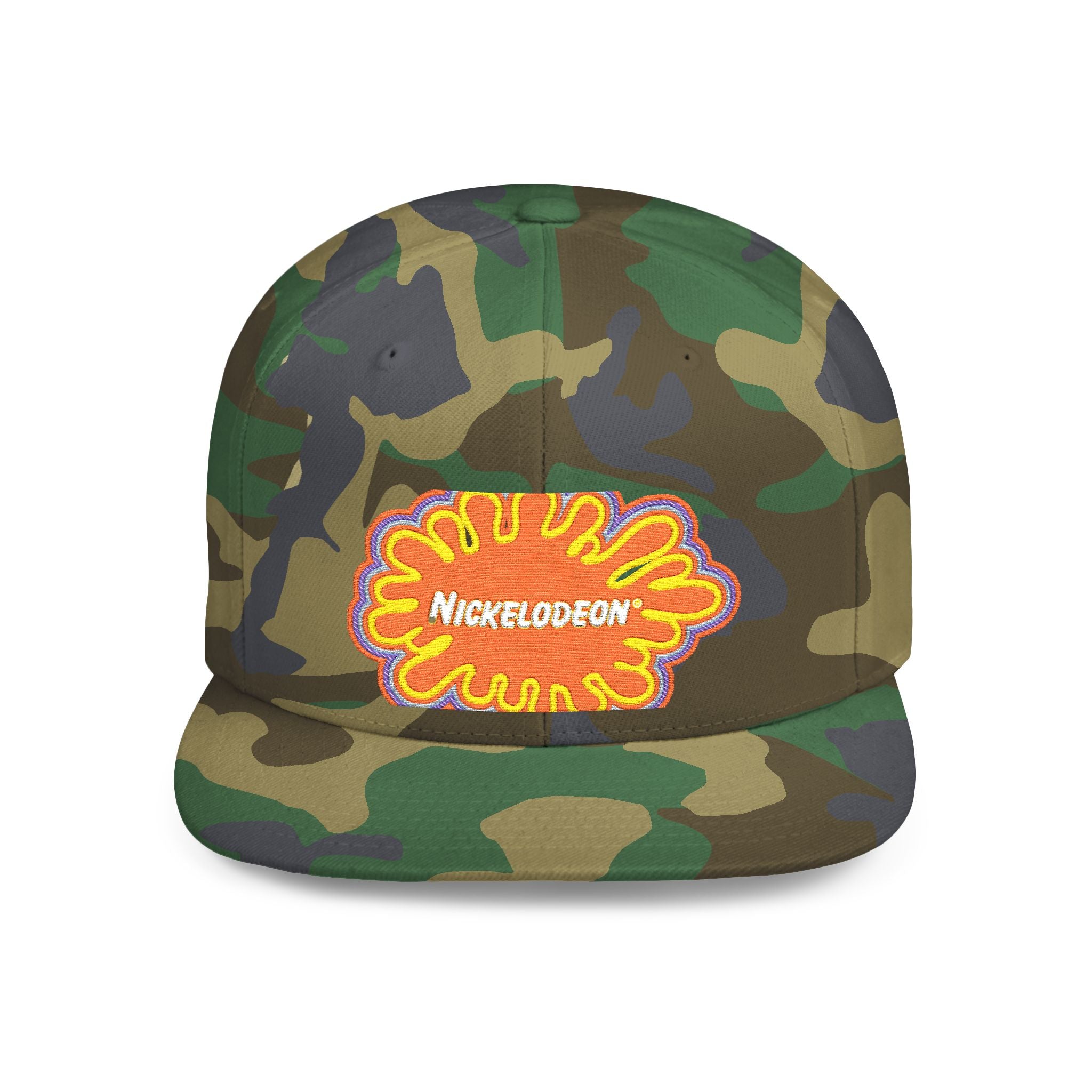 Nickelodeon Slime Logo Flat Bill Snapback Hat — Retro 90s Cartoon Cap