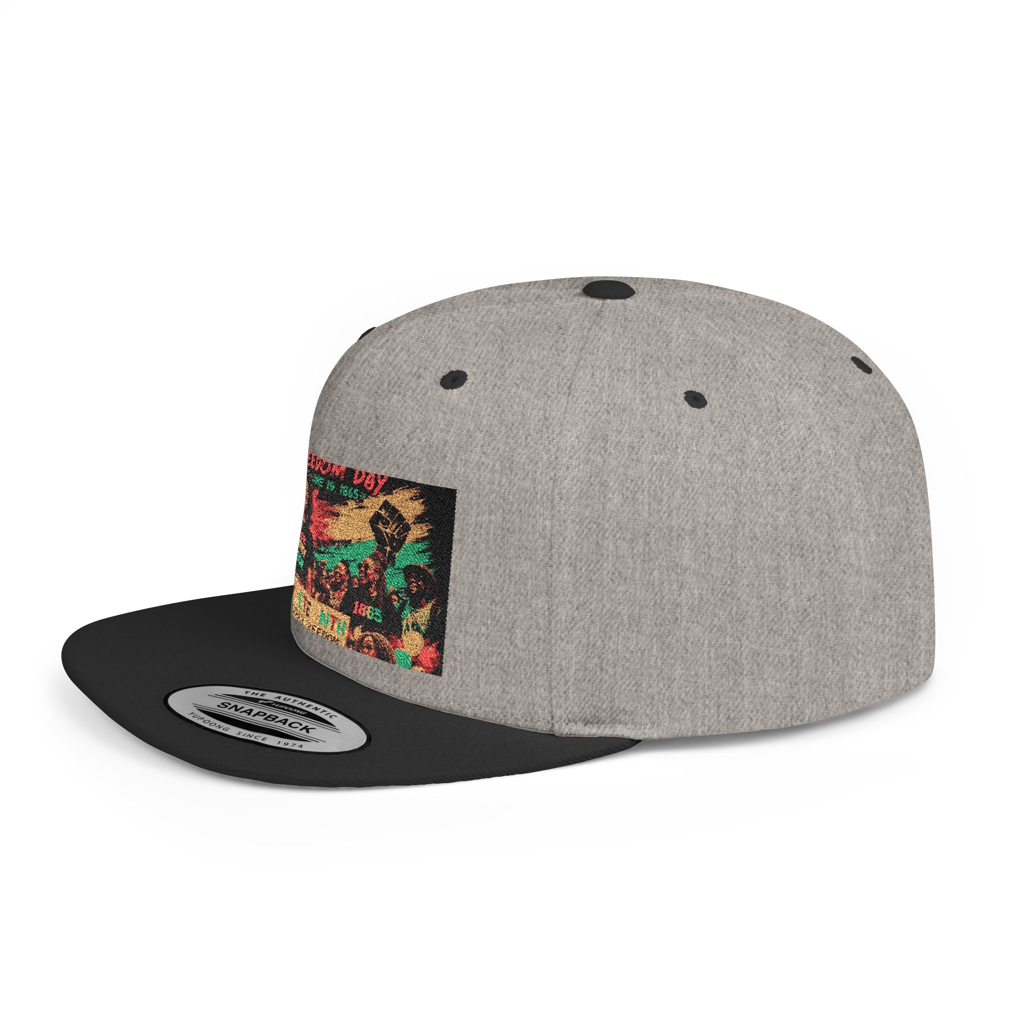 Reggae Vibes Flat Bill Snapback Hat — Colorful Rasta Music Patch