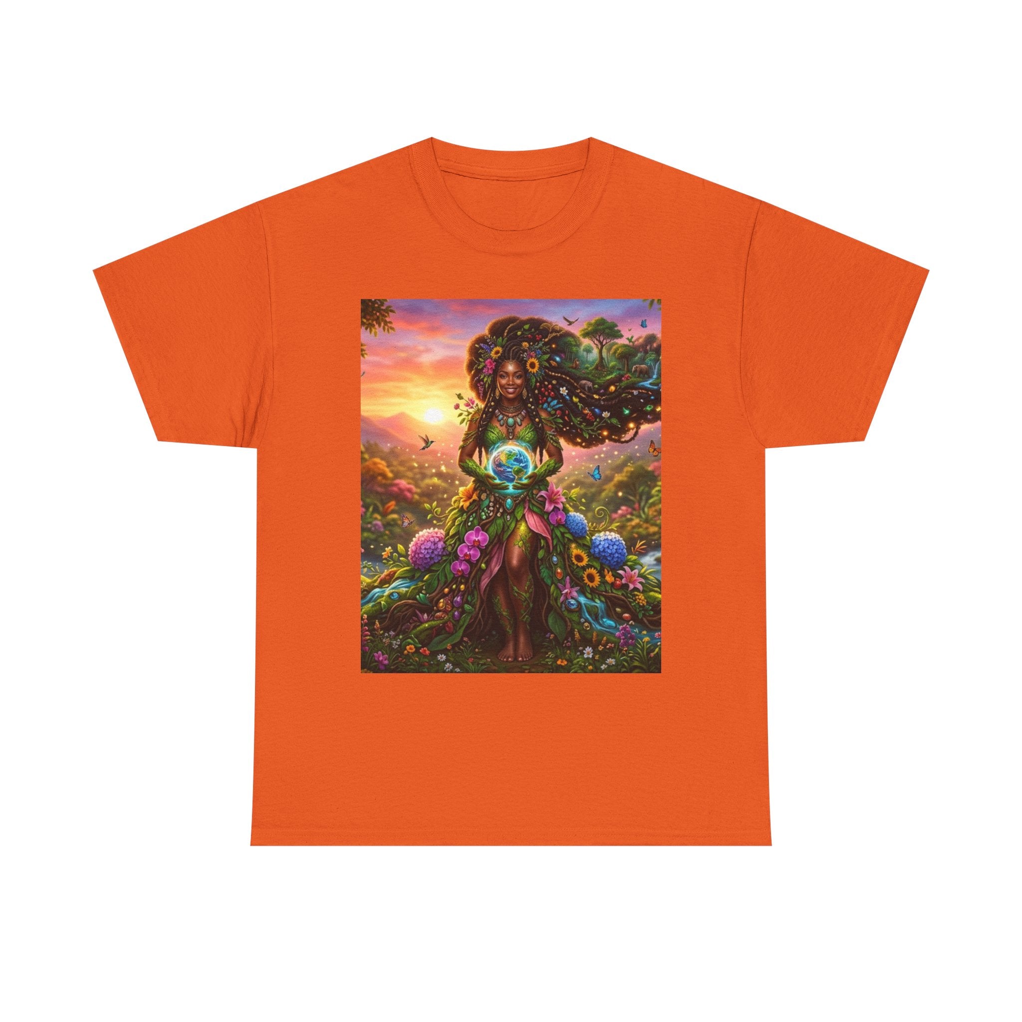 Earth Goddess T-Shirt — Vibrant Floral Nature Mother Graphic Tee