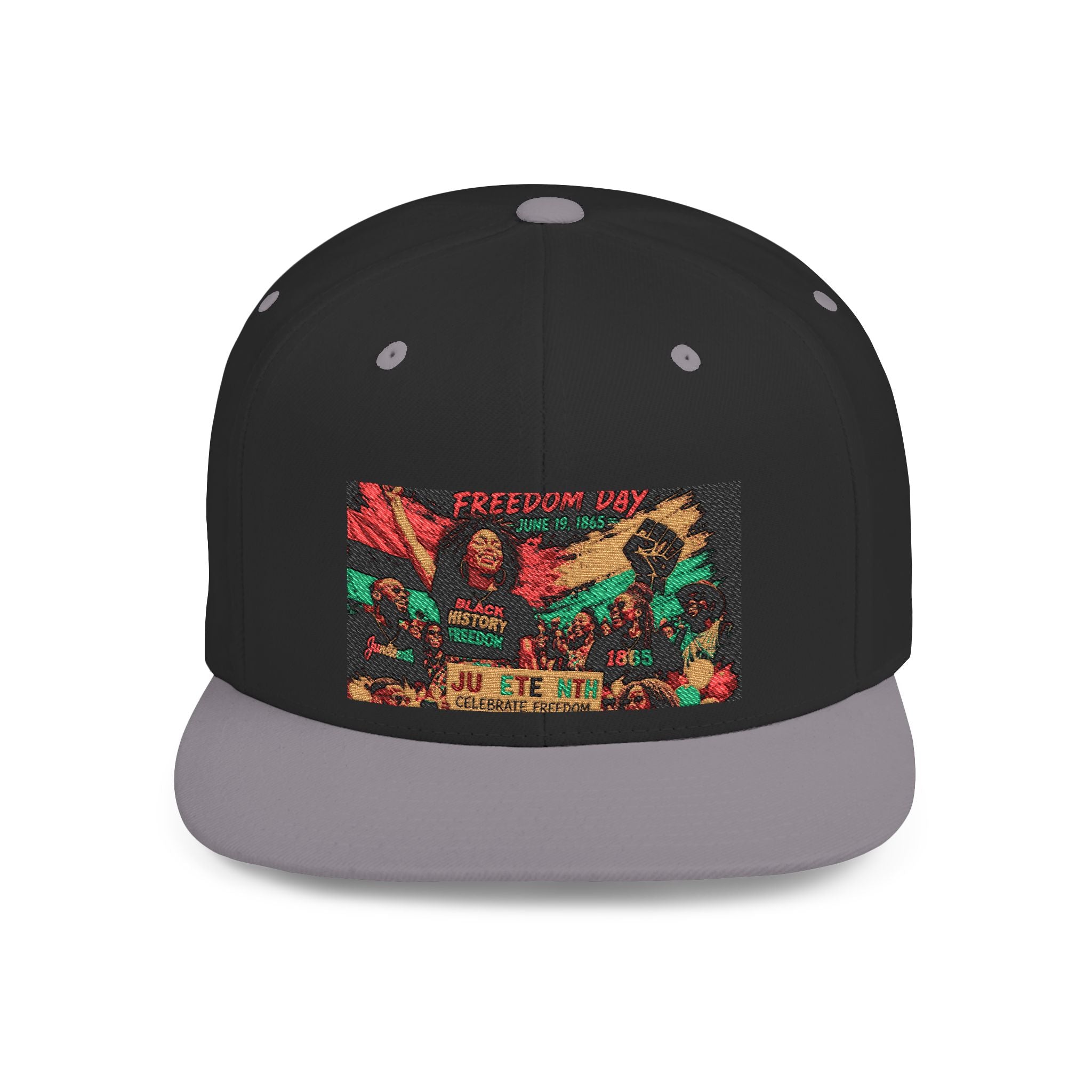 Reggae Vibes Flat Bill Snapback Hat — Colorful Rasta Music Patch