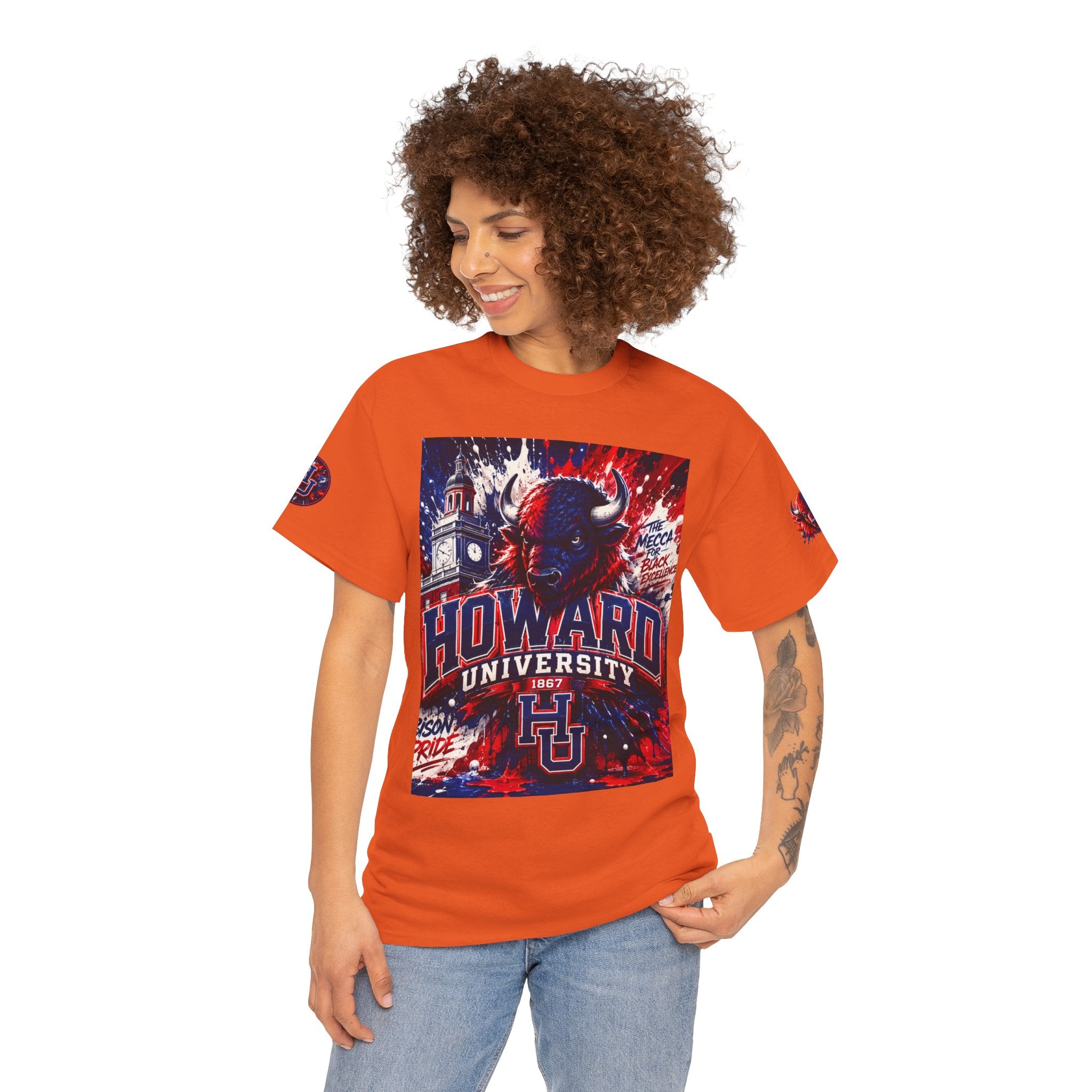 Howard University Buffalo Spirit Tee — HU Bison Red & Blue Campus Shirt