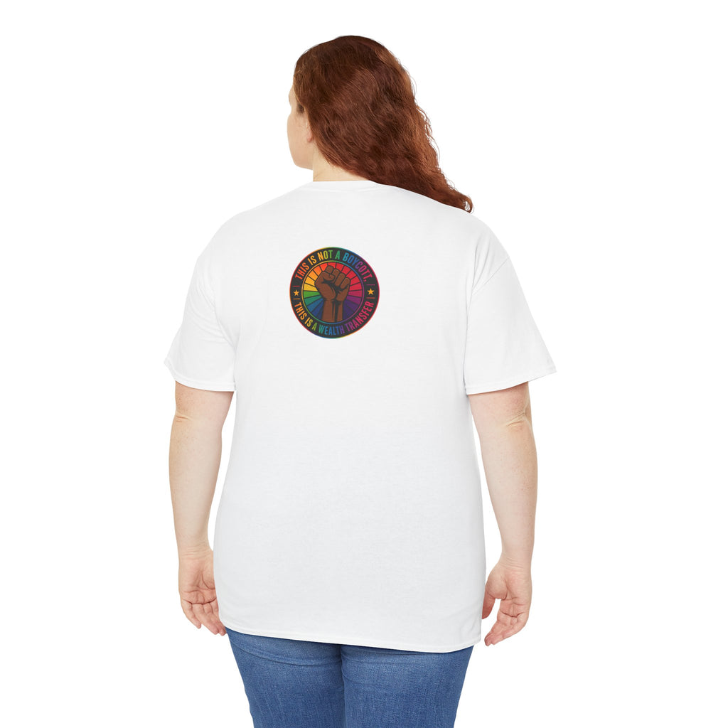 Graphic Tee — "I'm White, But Not THAT White" Illustration with Back Raised Fist Logo