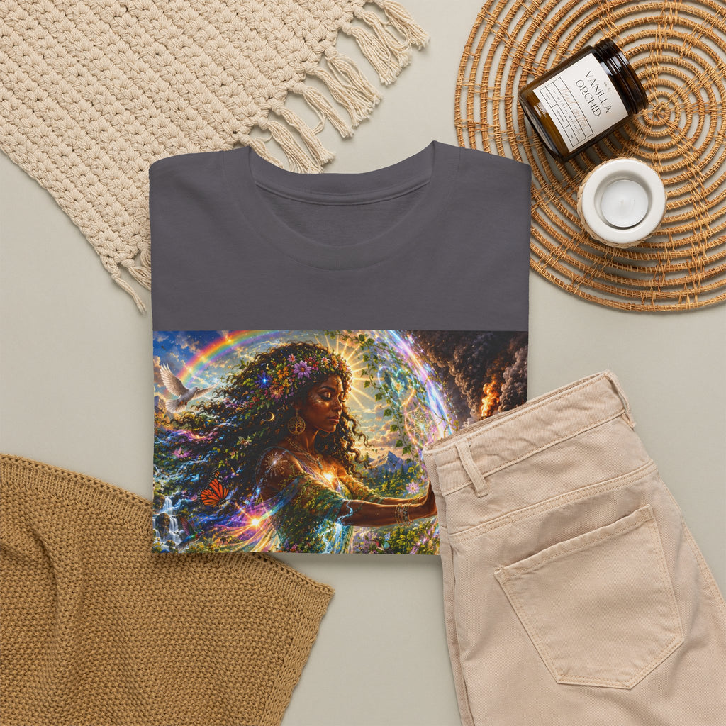 Cosmic Guardian Tee — Earth Mother Spiritual Graphic T-Shirt