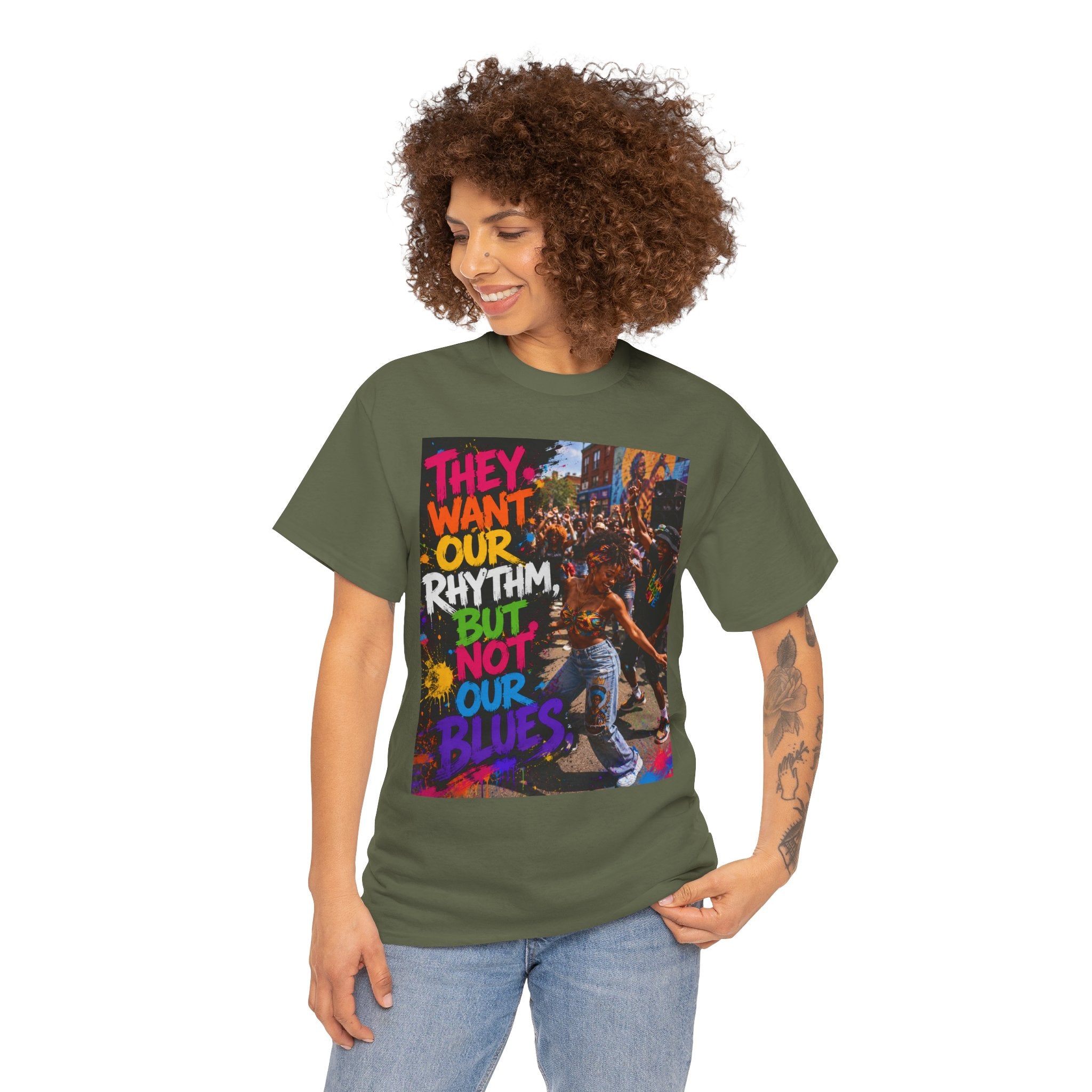 They Want Our Rhythm But Not Our Blues Tee — Black Power Fist Social Justice T-Shirt