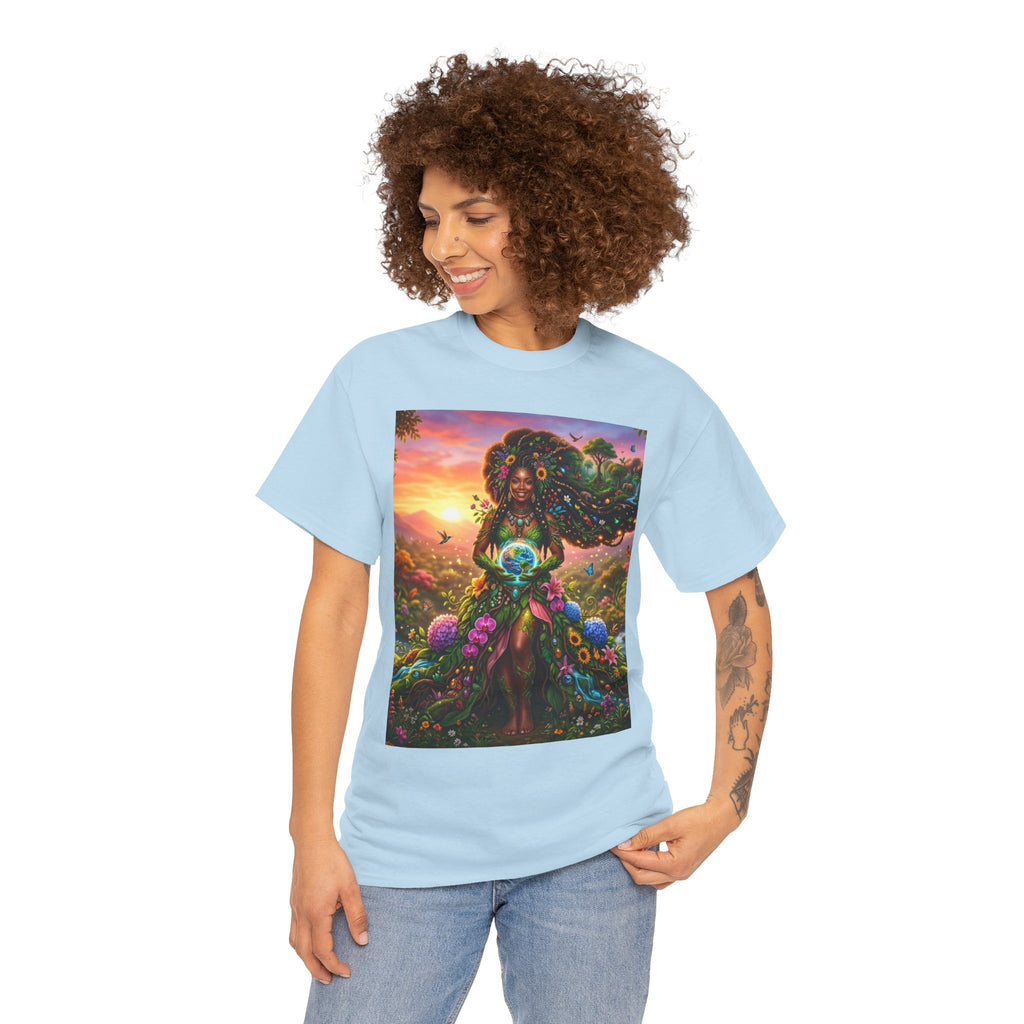 Earth Goddess T-Shirt — Vibrant Floral Nature Mother Graphic Tee