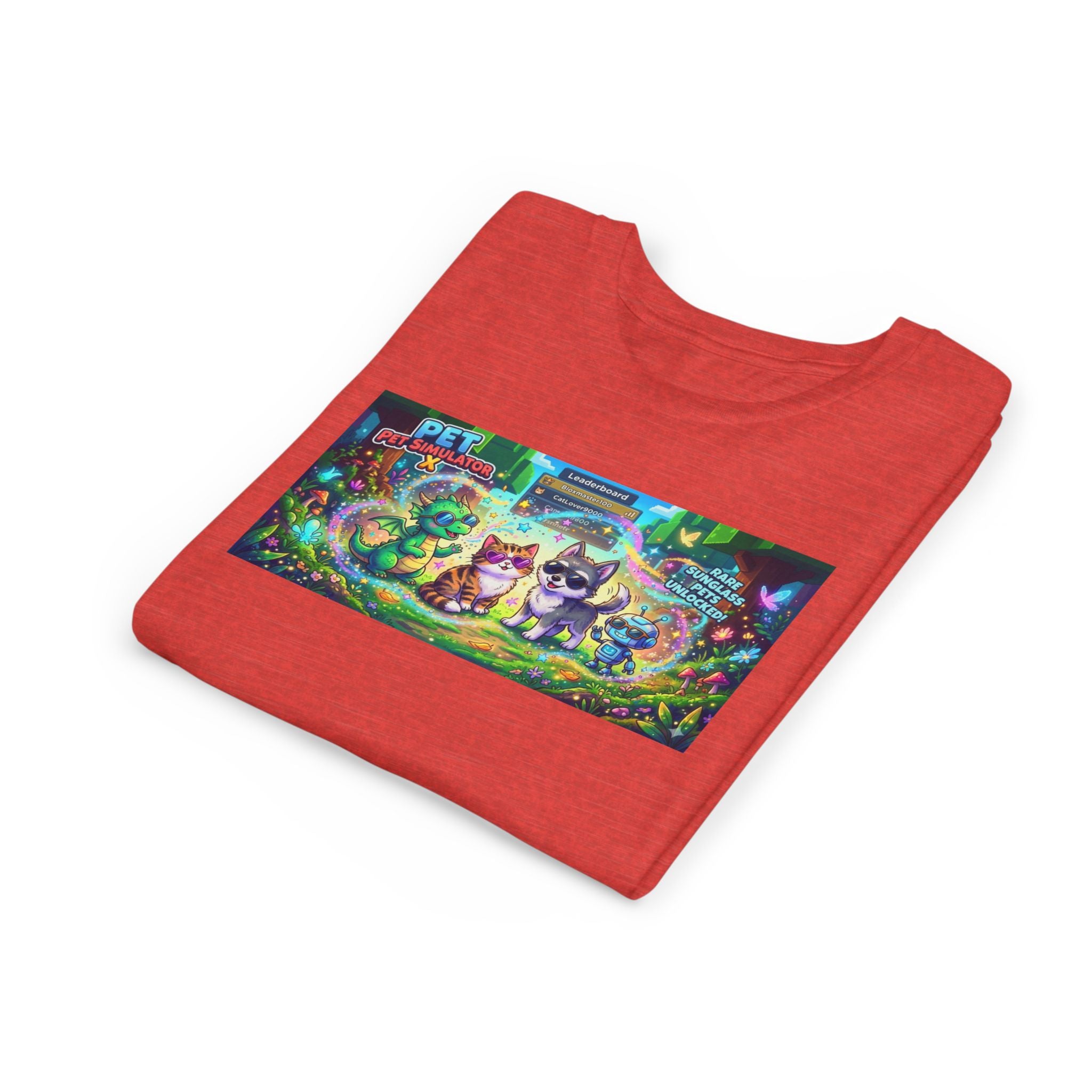Cute Fantasy Pets Sunglasses Tee — Dragon, Cat, Wolf & Robot Pets