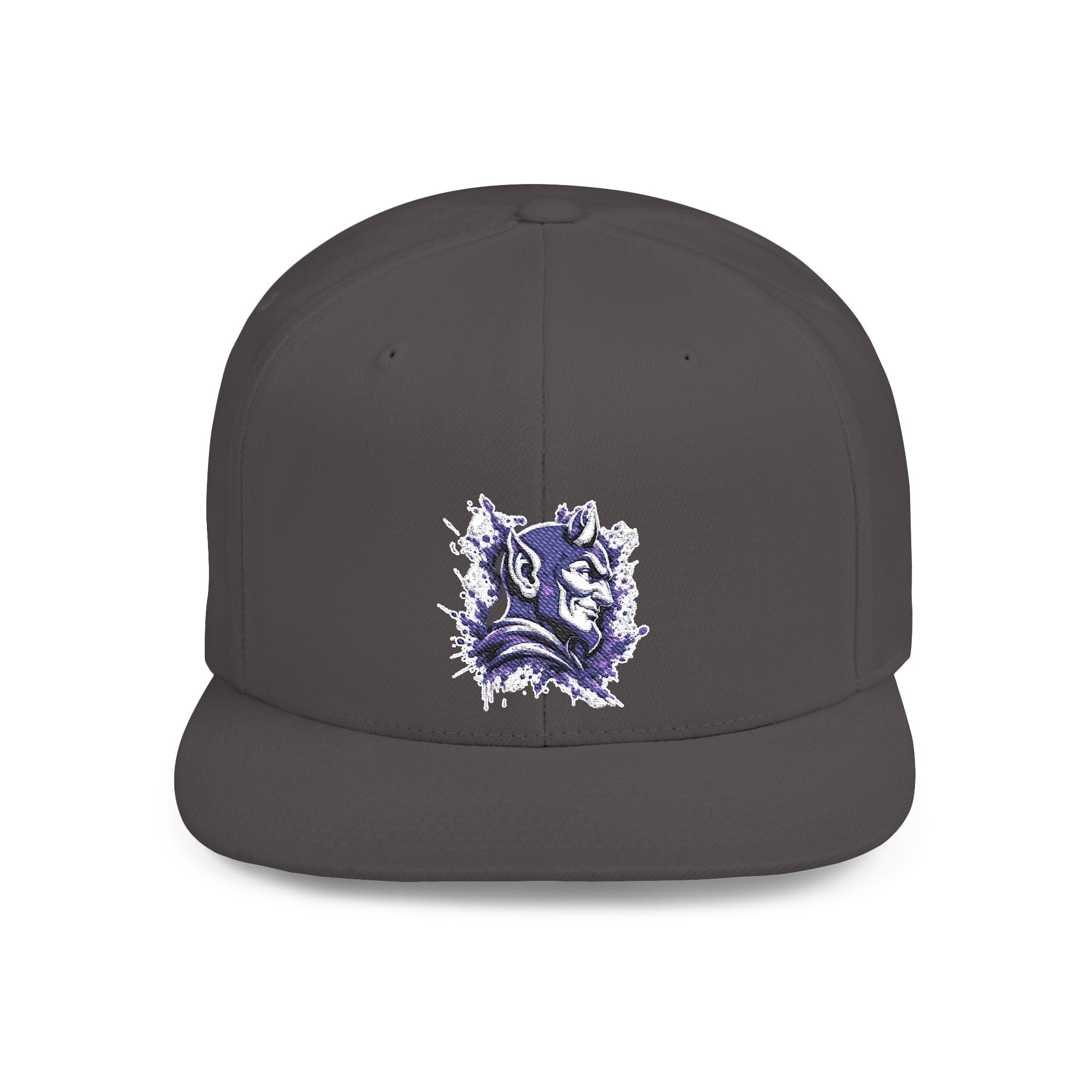 Snapback Hat — Abstract Purple Splash Crown Embroidered Flat Bill