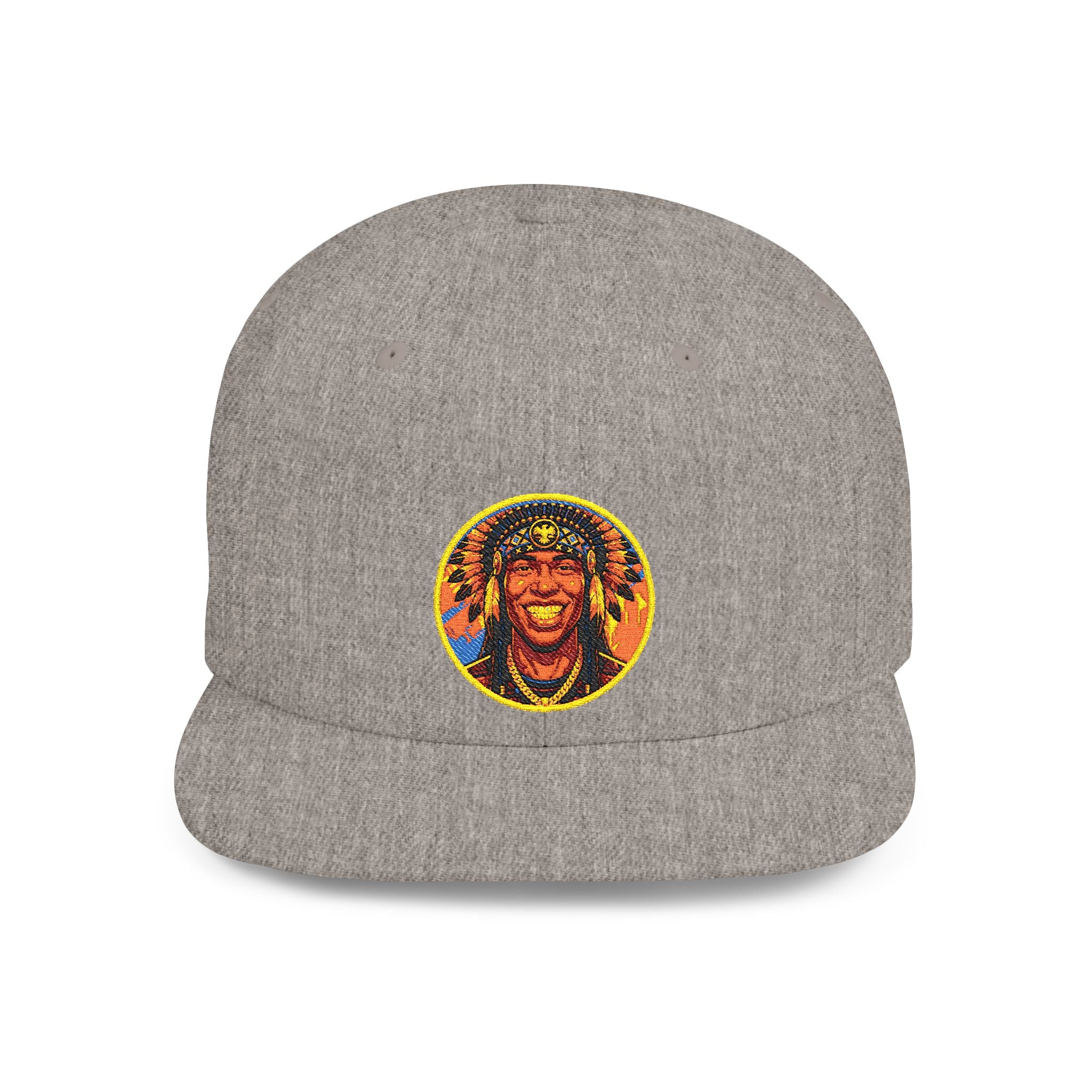 Snapback Hat — Vibrant Tribal Lion Patch Flat Bill Cap