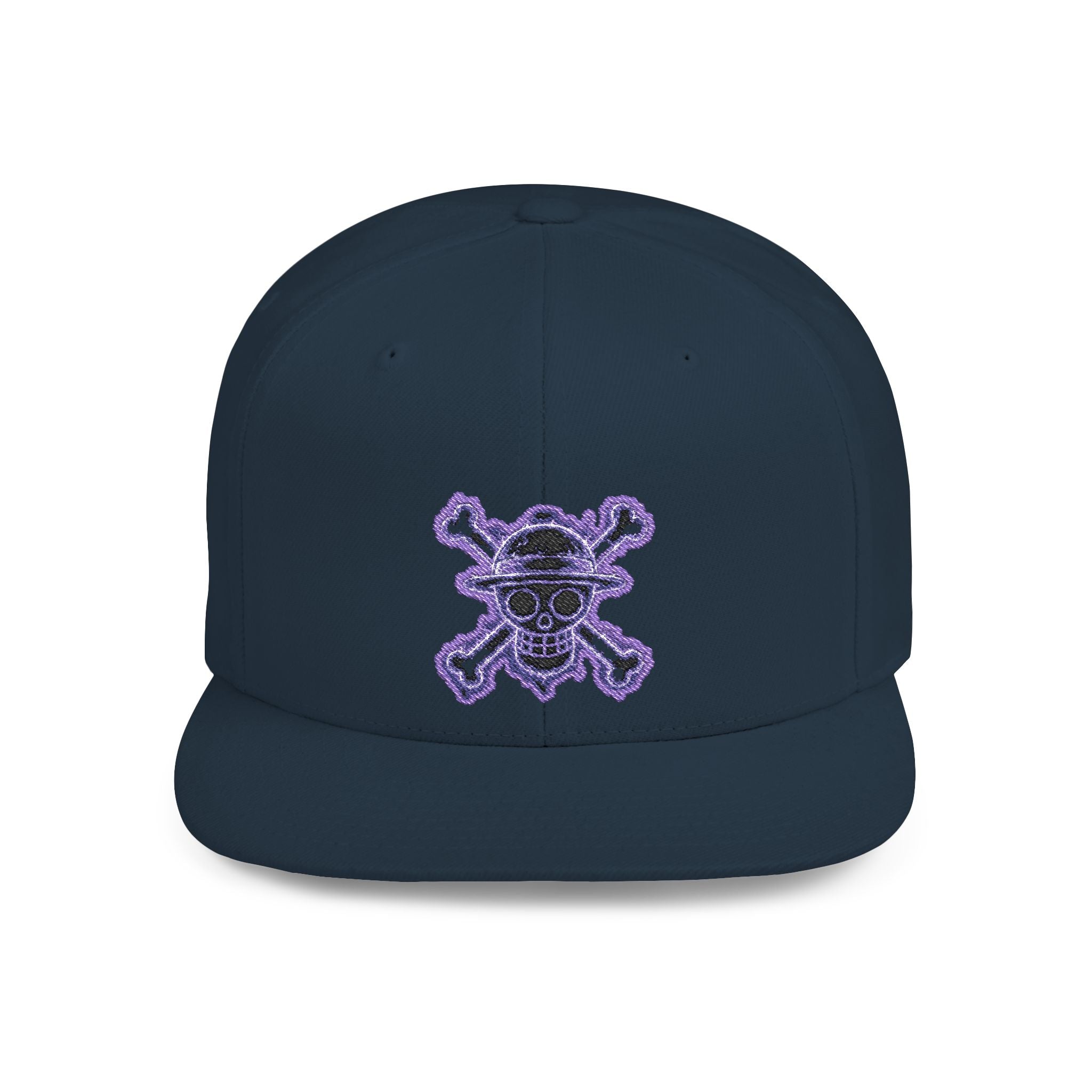 Purple Glitter Skull Snapback Hat - Flat Bill Adjustable Cap