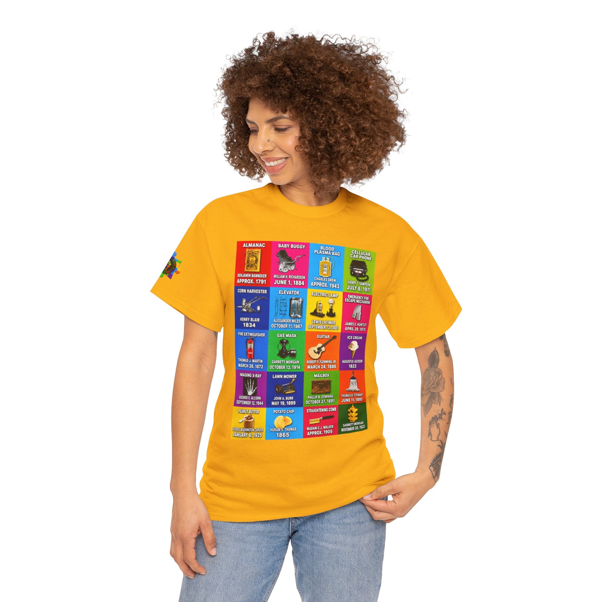 Black inventors Grid T‑Shirt — Colorful Historical Portraits Tee