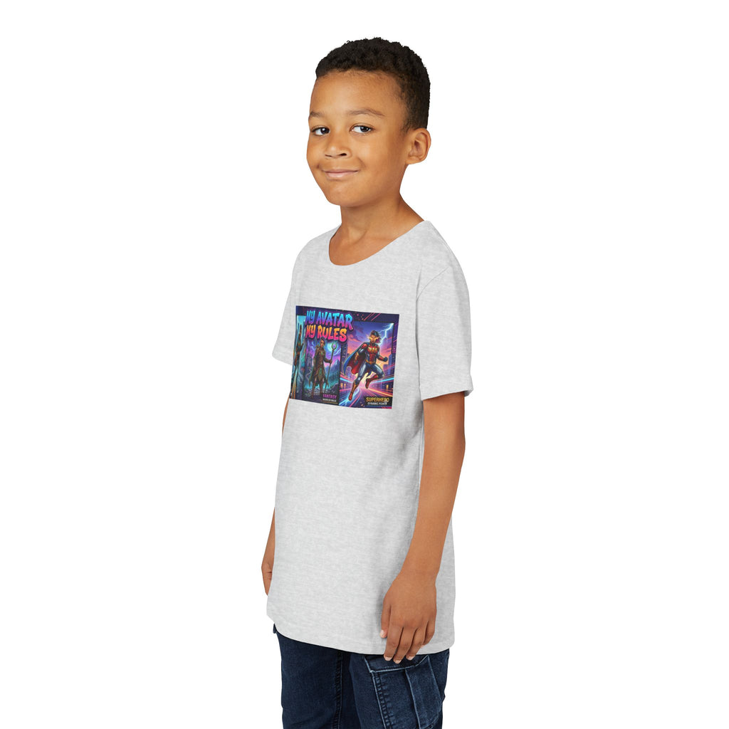 Youth Tee — “MY AVATAR MY RULES” Customizable Character Graphic