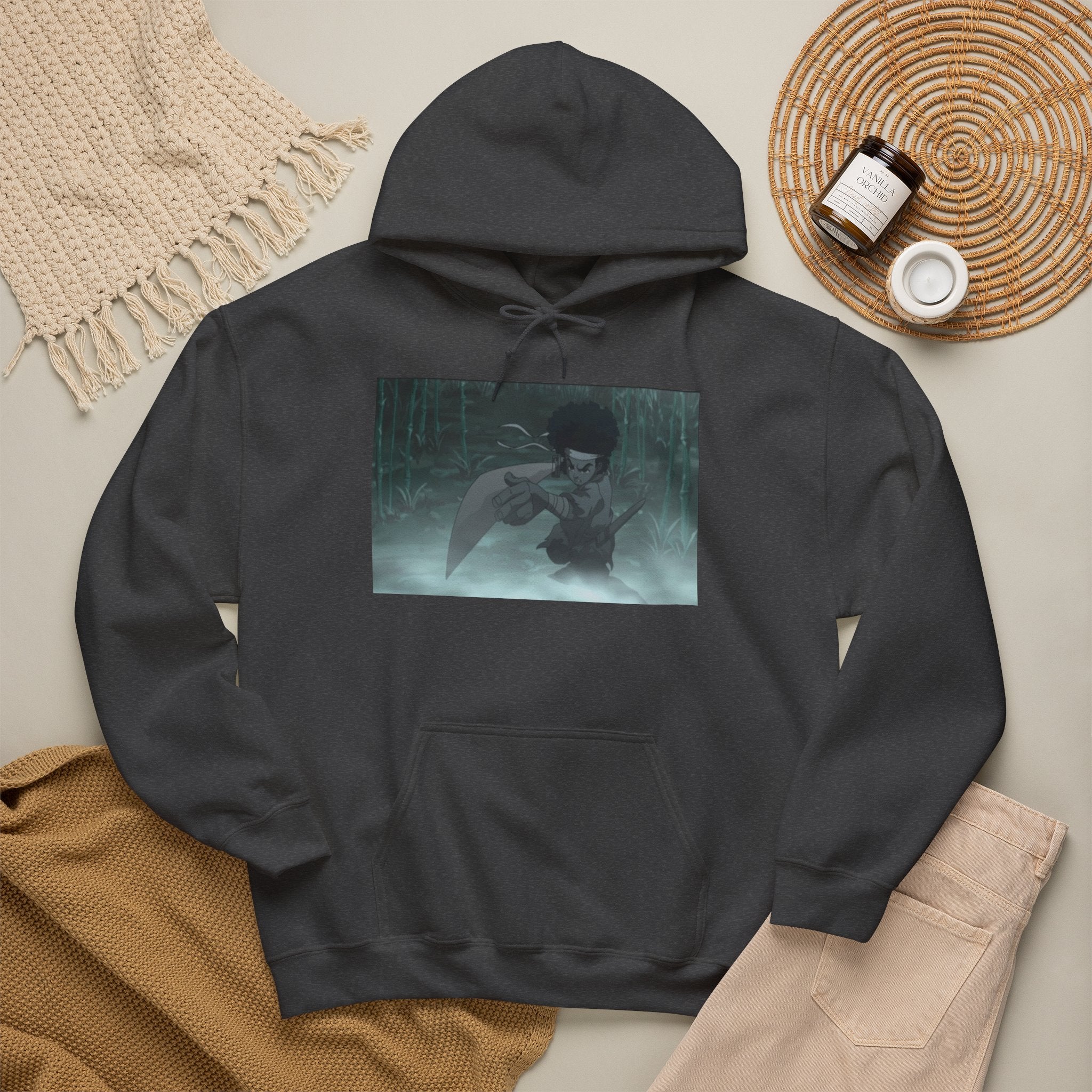 Moody Forest Angel Hoodie — Ethereal Wings Graphic Sweatshirt