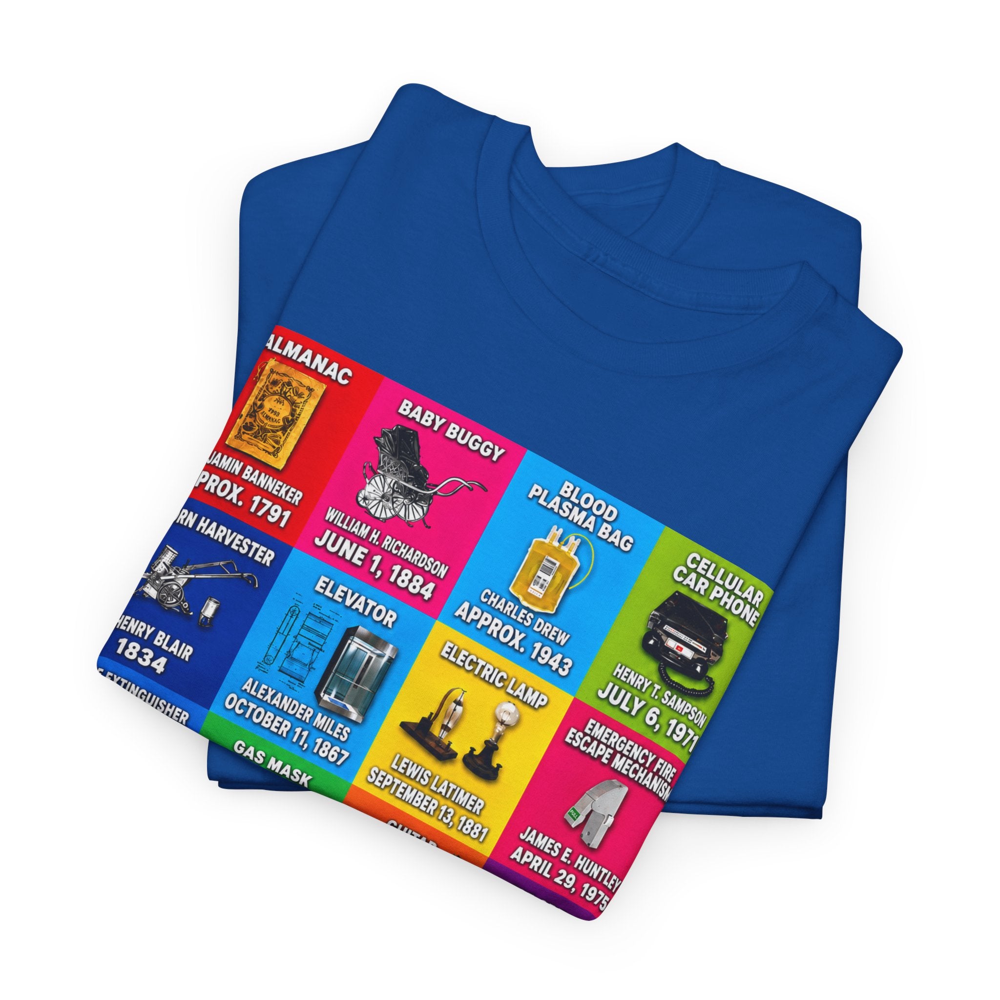 Black inventors Grid T‑Shirt — Colorful Historical Portraits Tee