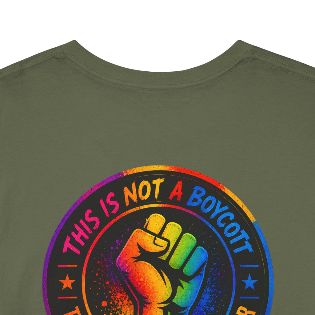 T-Shirt — Rainbow Empowerment Portrait Tee ("This Is Not A Boycott, This Is A Human Transaction")