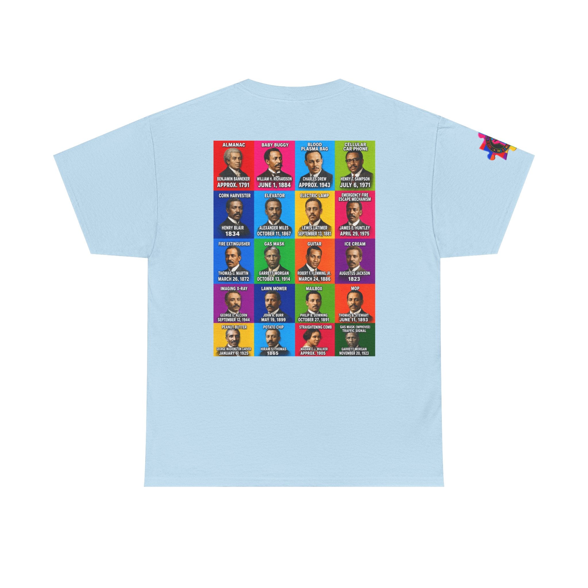 Black inventors Grid T‑Shirt — Colorful Historical Portraits Tee
