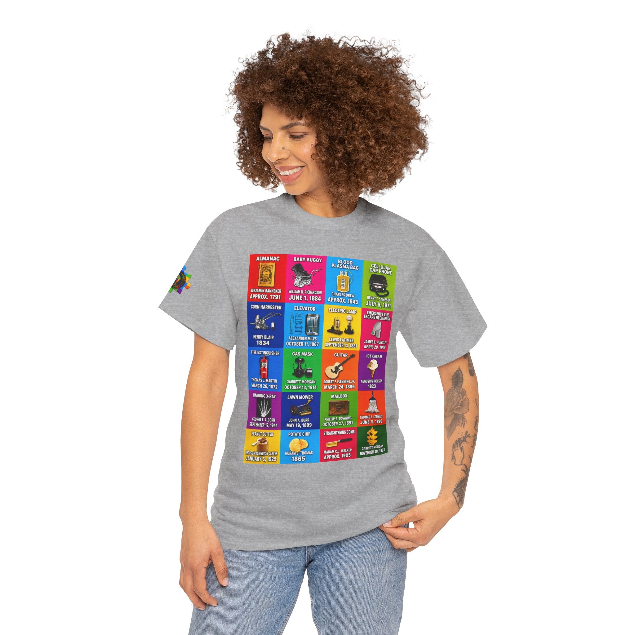 Black inventors Grid T‑Shirt — Colorful Historical Portraits Tee