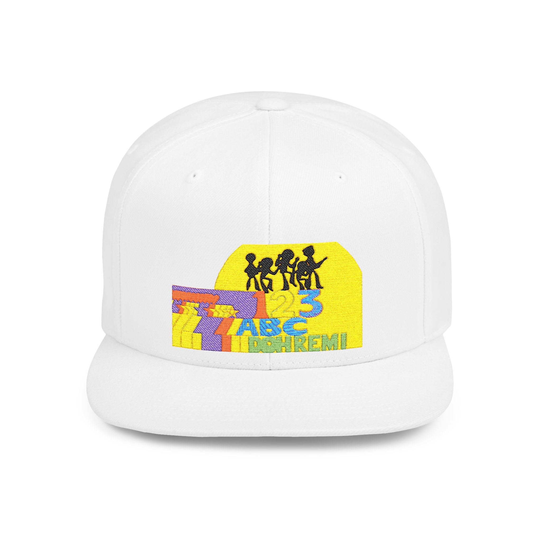Flat Bill Snapback Hat — Retro Dance Crew Graphic Cap
