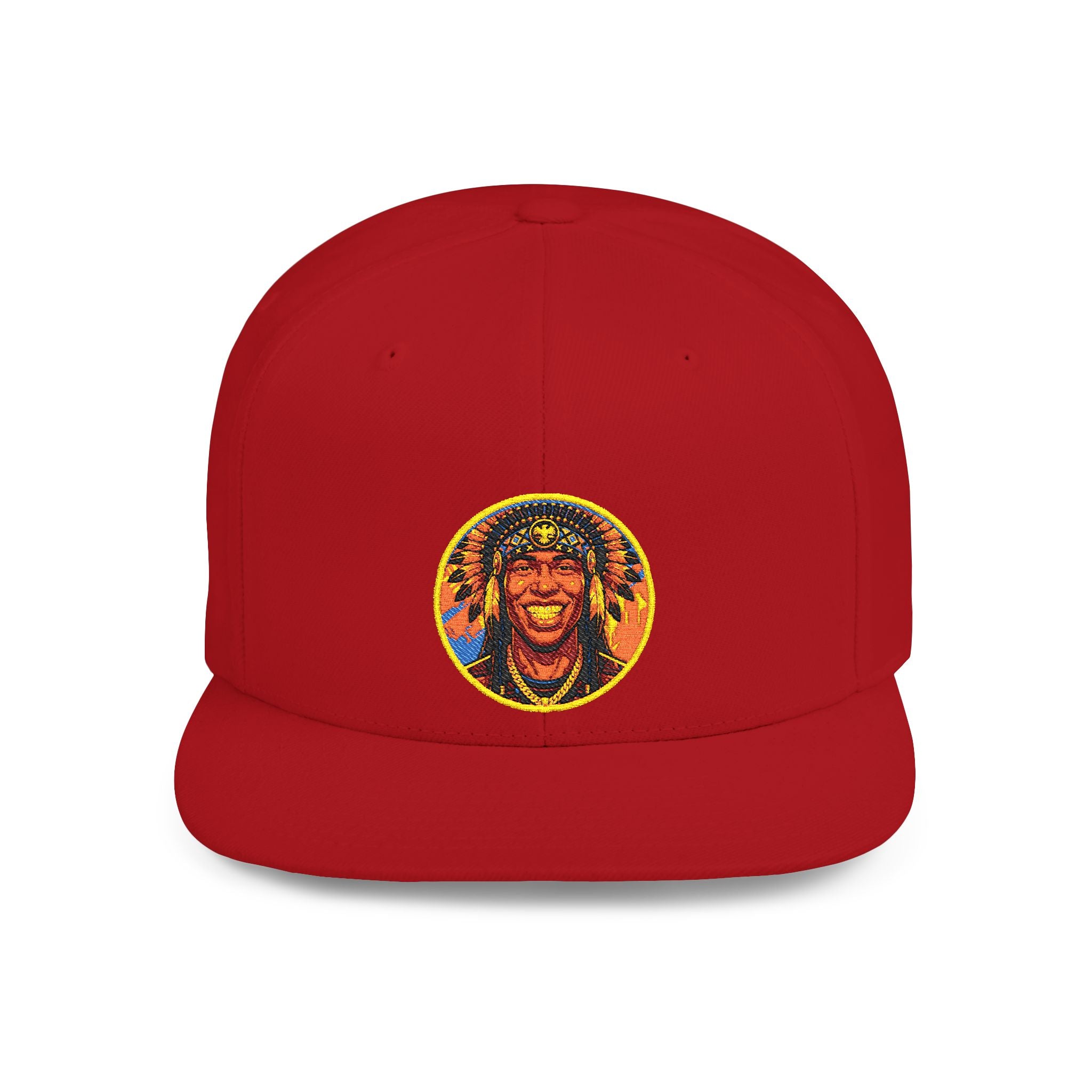 Snapback Hat — Vibrant Tribal Lion Patch Flat Bill Cap