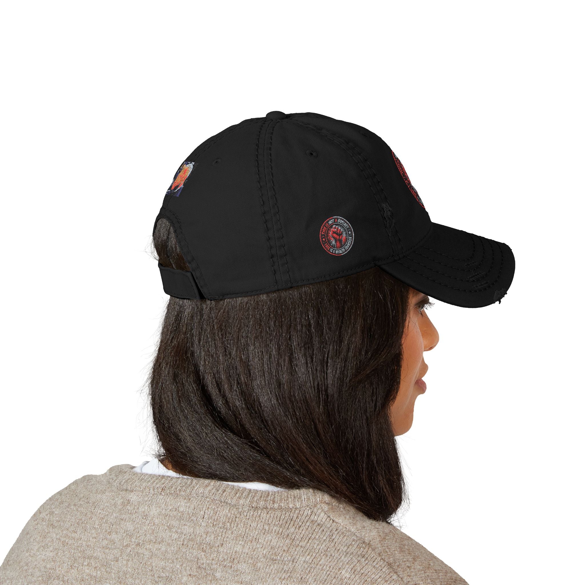 Distressed Embroidered Dad Hat - Vintage Fist Patch