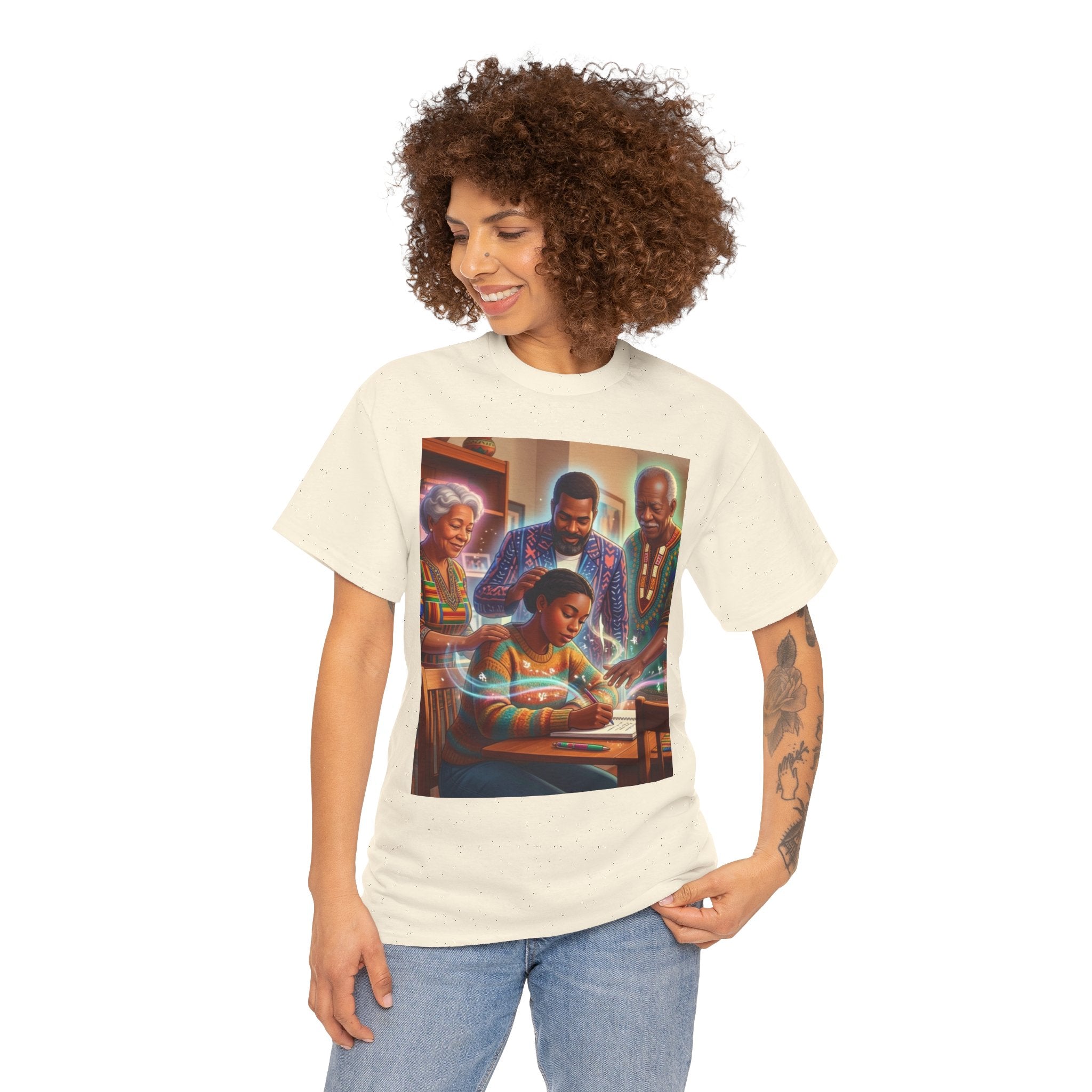Black Family Study Night T-Shirt — Inspirational Afrofuturist Classroom Artwork