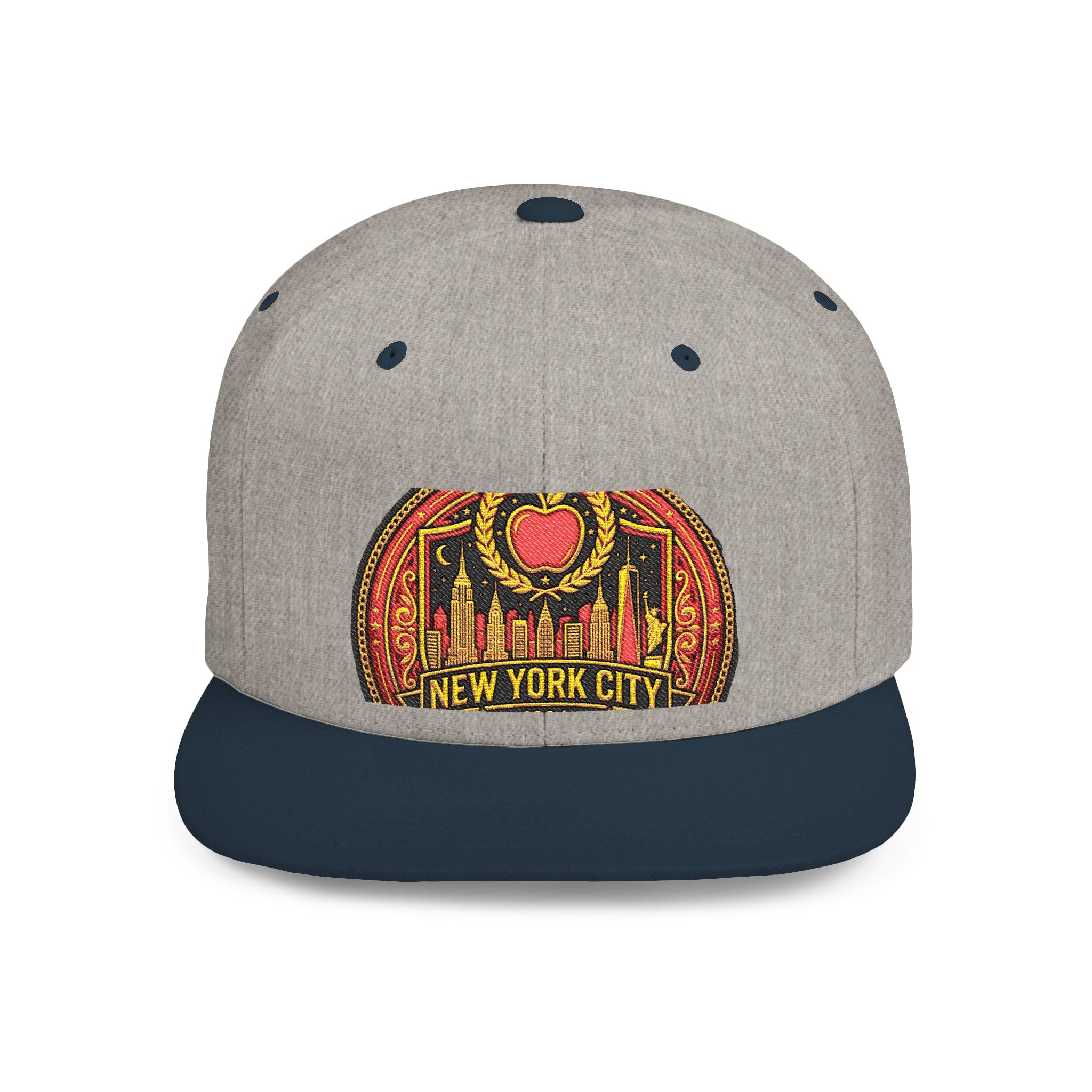 New York City Flat Bill Snapback Hat – Retro Skyline Patch Cap