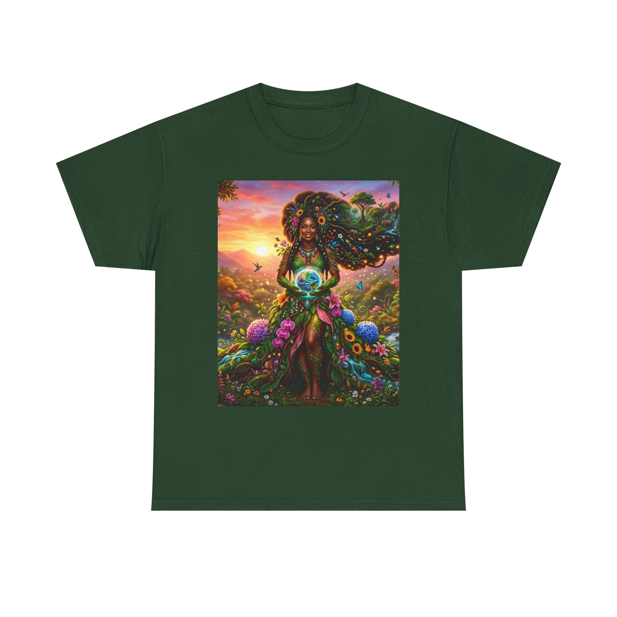 Earth Goddess T-Shirt — Vibrant Floral Nature Mother Graphic Tee