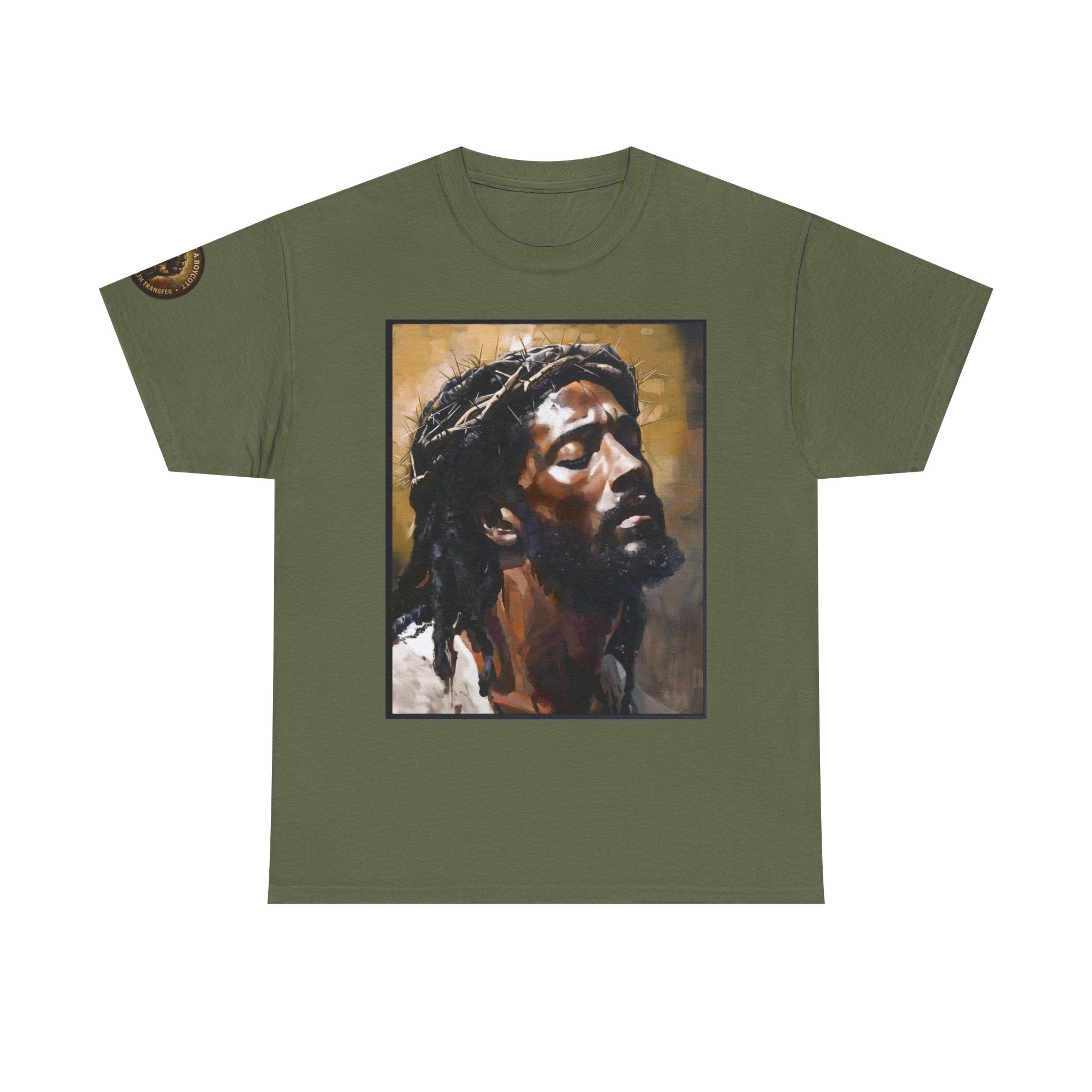 Jesus Portrait Tee with 'This Is Not A Boycott — This Is A Wealth Transfer' Back Emblem