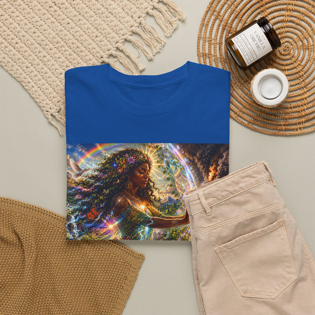 Cosmic Guardian Tee — Earth Mother Spiritual Graphic T-Shirt