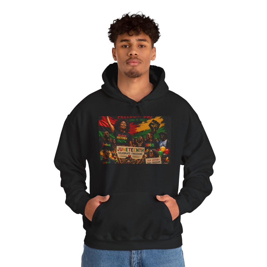 Juneteenth Celebration Hoodie — Juneteenth 1865 Freedom Retro Graphic Hooded Sweatshirt
