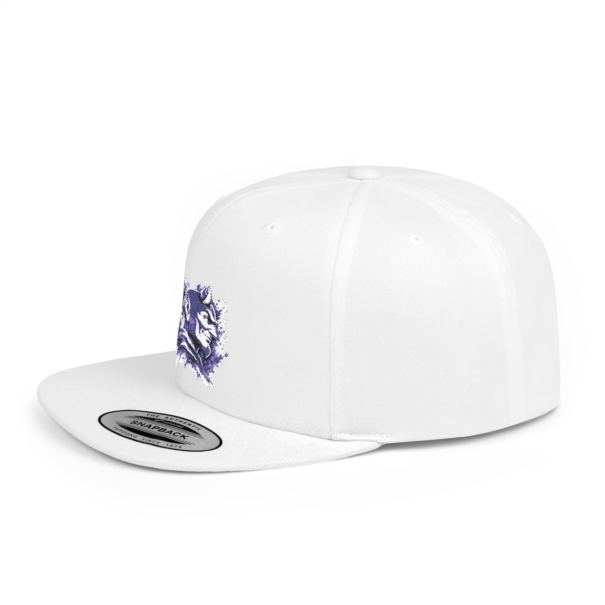 Snapback Hat — Abstract Purple Splash Crown Embroidered Flat Bill