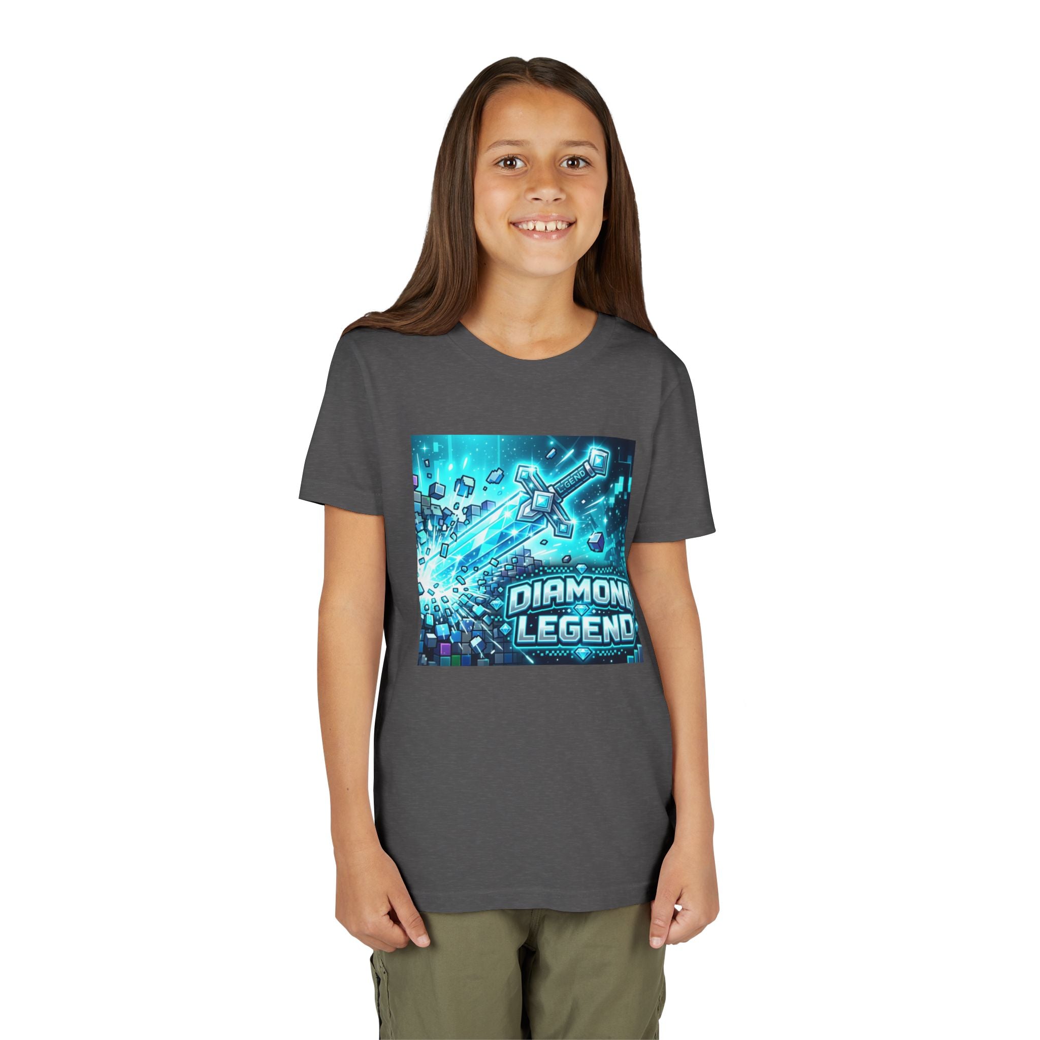 Youth Diamond Legend Tee — Pixel Minecraft-Style Gem Graphic Shirt