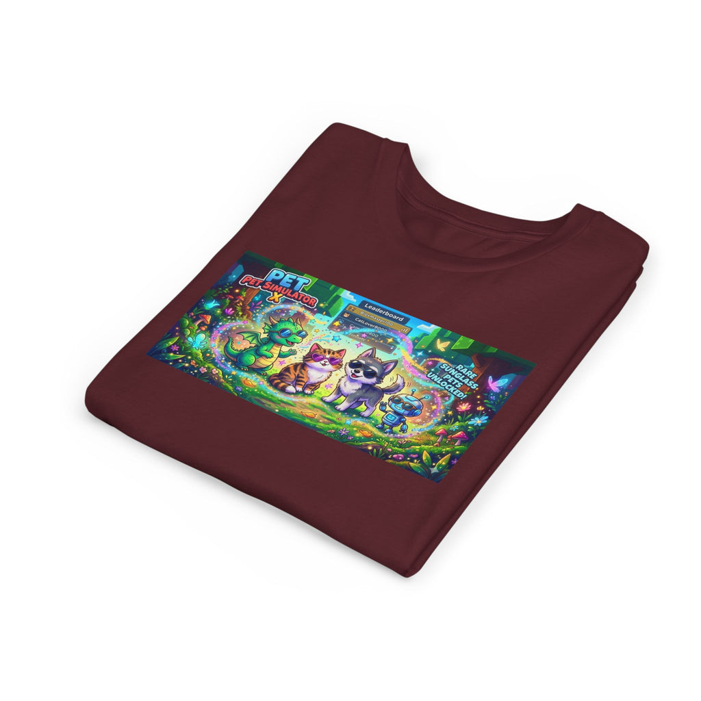 Cute Fantasy Pets Sunglasses Tee — Dragon, Cat, Wolf & Robot Pets