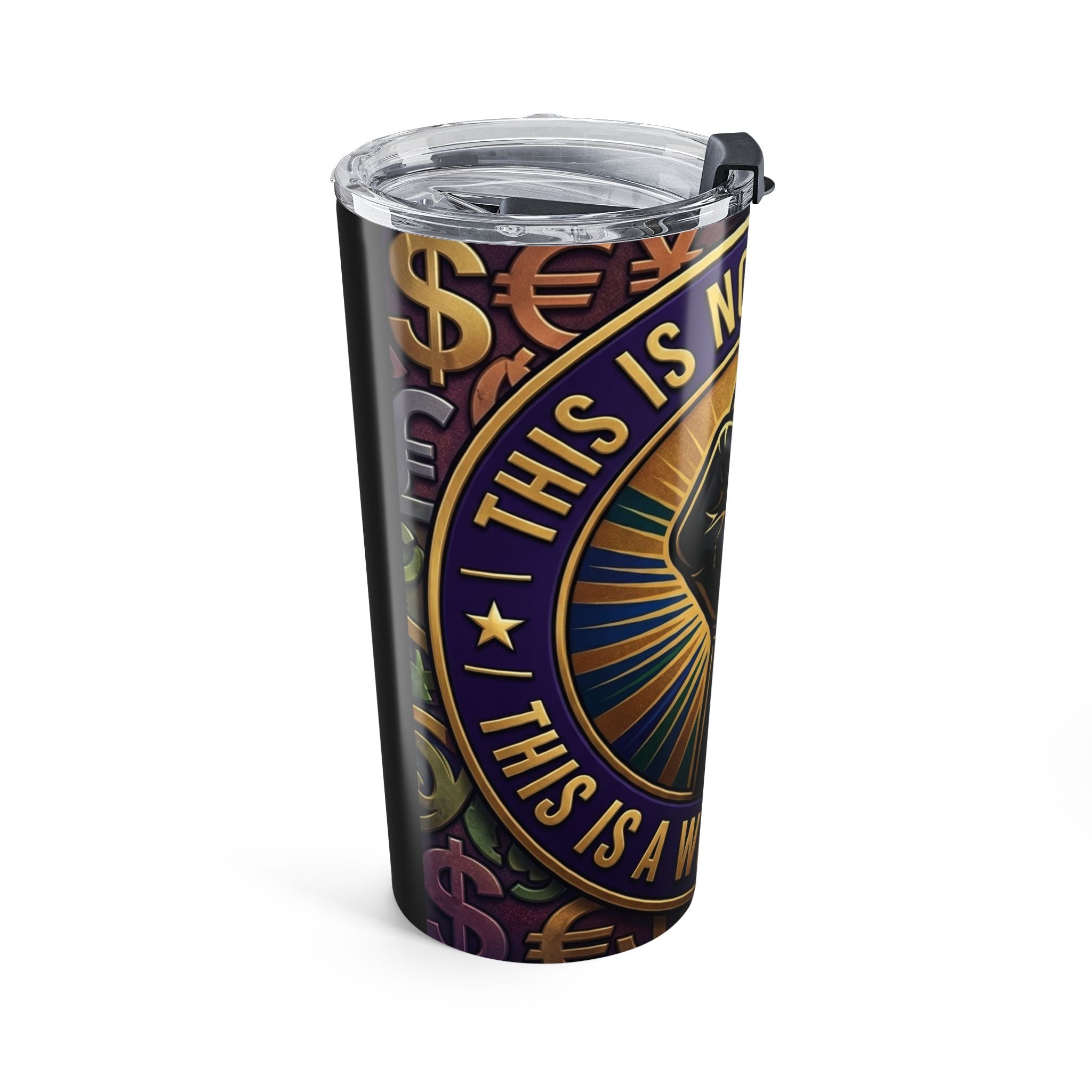 20oz Tumbler — "This Is Not A Box" Black Power Fist Insulated Travel Cup