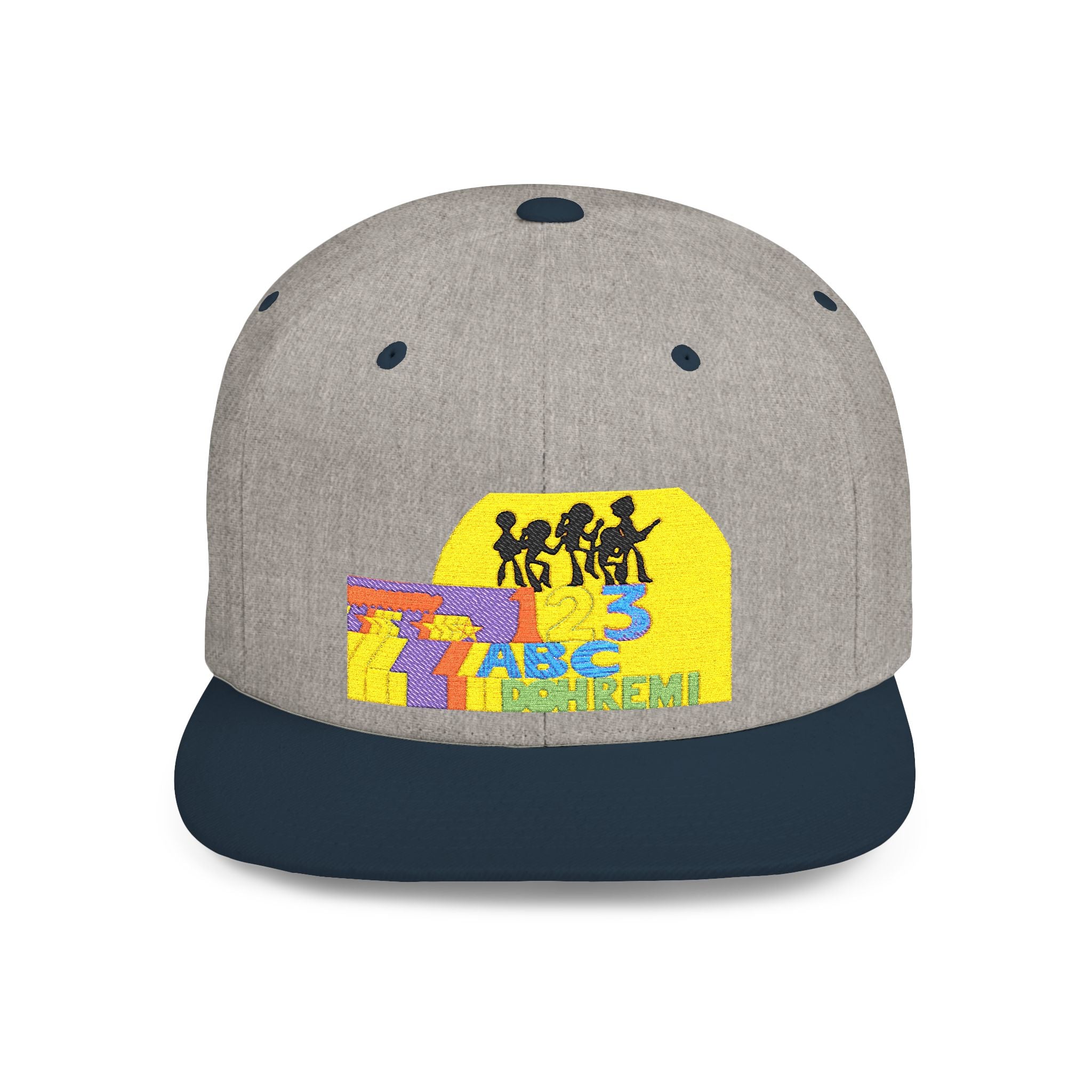Flat Bill Snapback Hat — Retro Dance Crew Graphic Cap