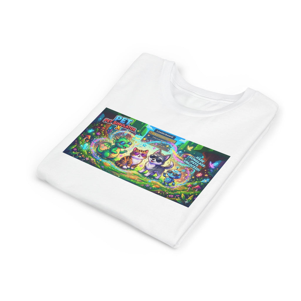 Cute Fantasy Pets Sunglasses Tee — Dragon, Cat, Wolf & Robot Pets