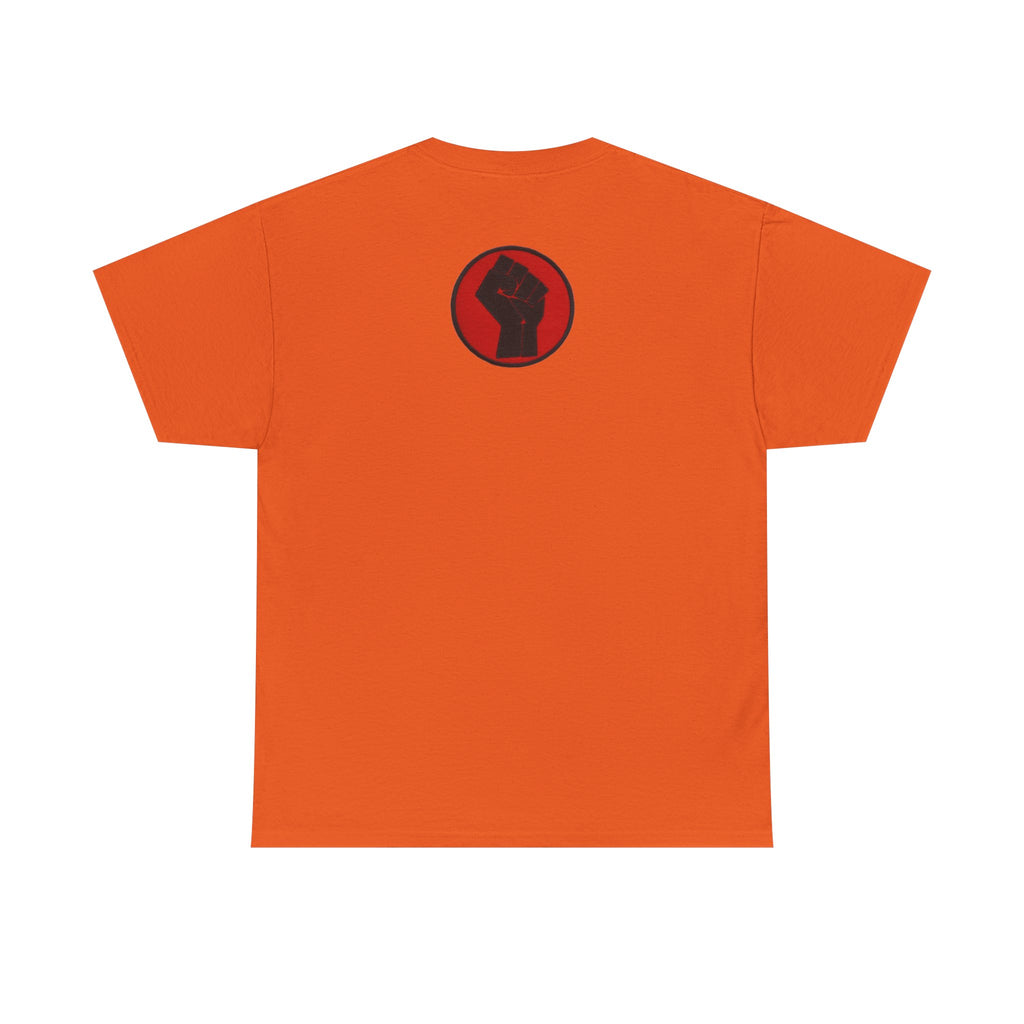Basketball Jumpman Tee — Retro Skyline Graphic T-Shirt with Red Fist Back Emblem
