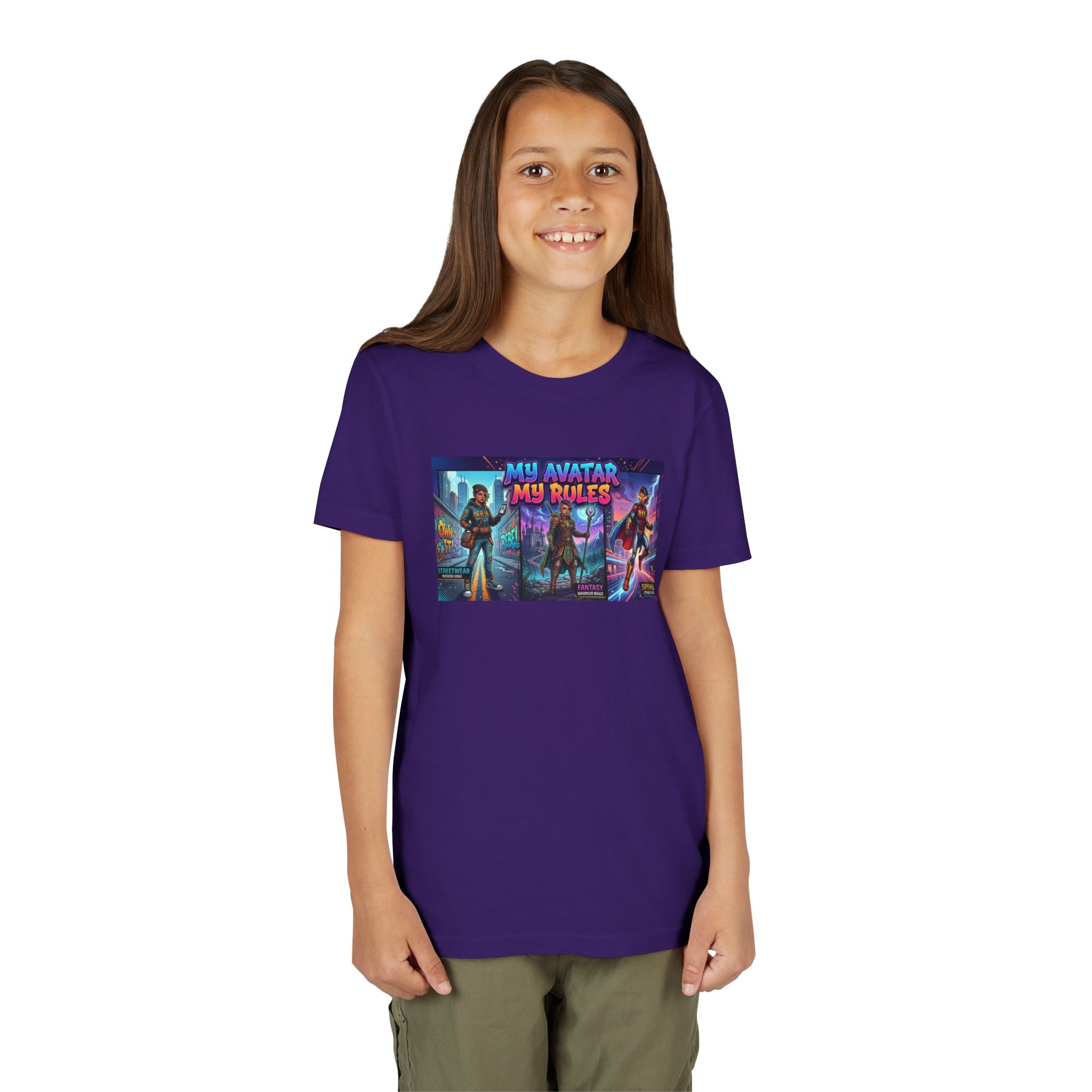 Youth Tee — “MY AVATAR MY RULES” Customizable Character Graphic