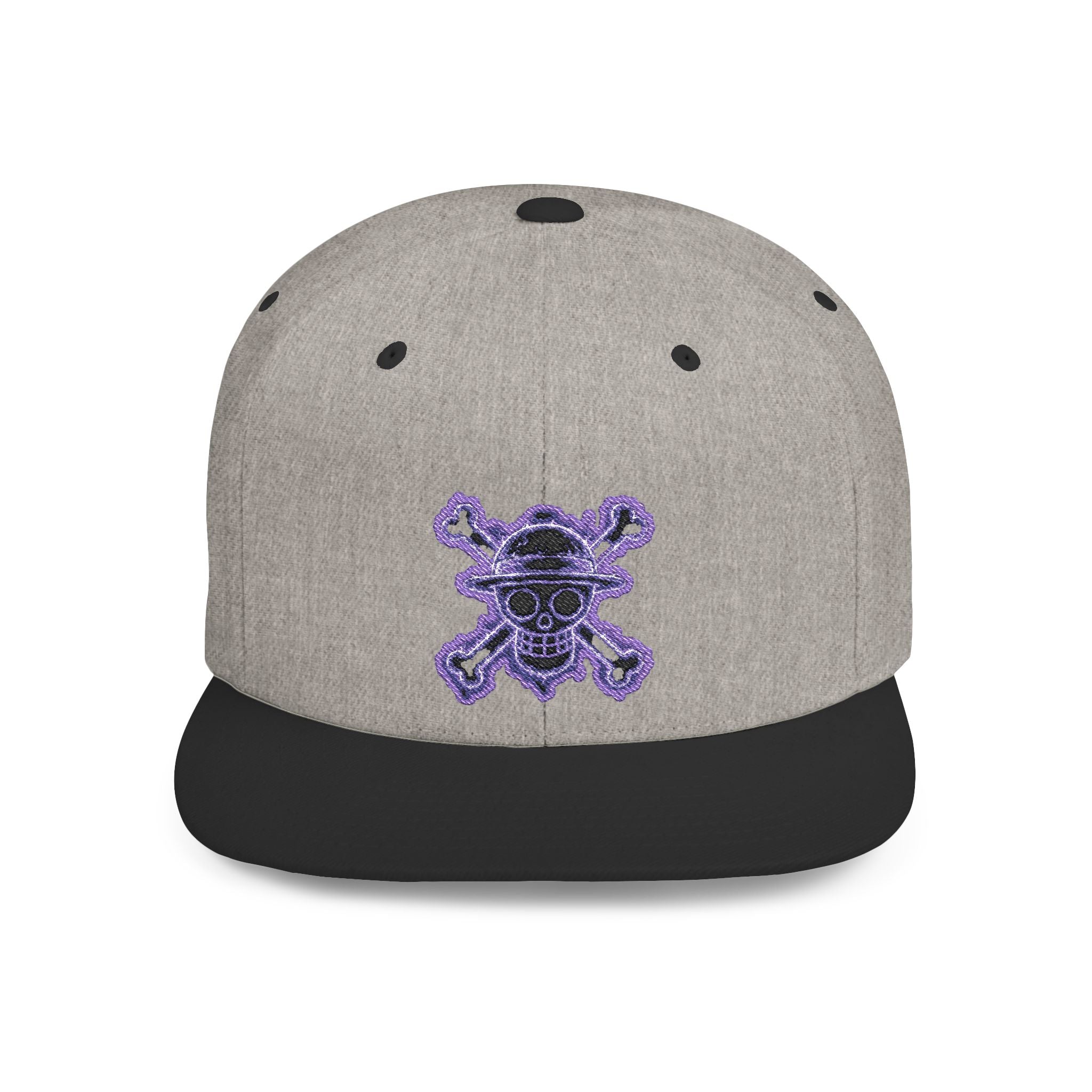 Purple Glitter Skull Snapback Hat - Flat Bill Adjustable Cap