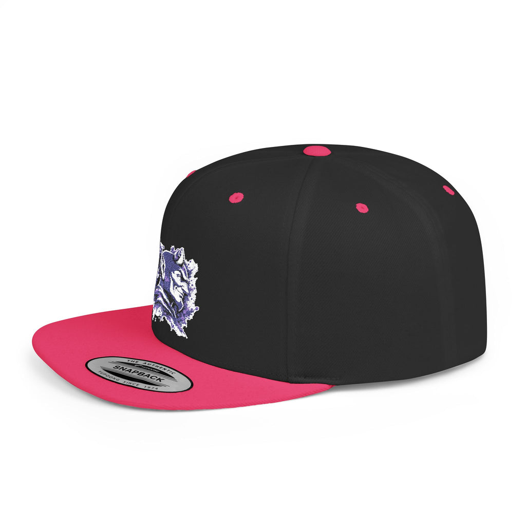Snapback Hat — Abstract Purple Splash Crown Embroidered Flat Bill