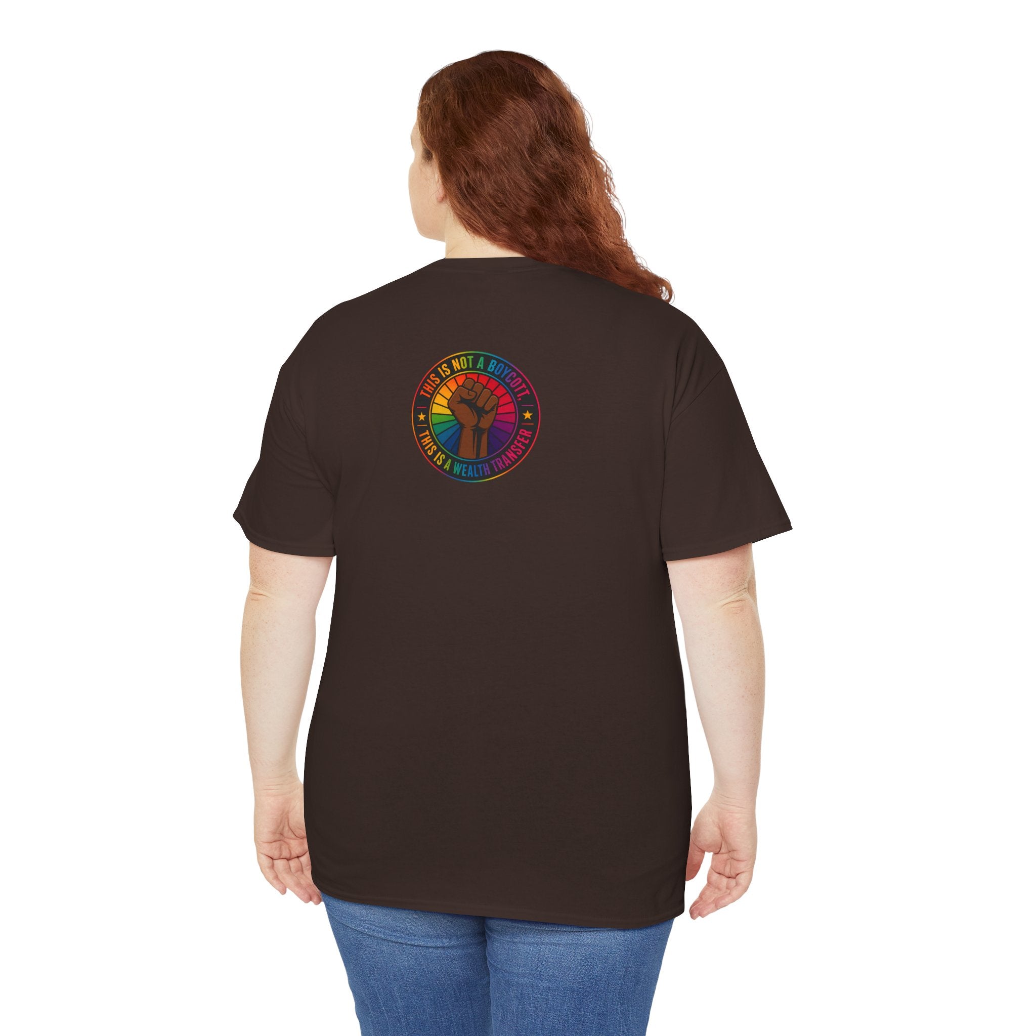 Graphic Tee — "I'm White, But Not THAT White" Illustration with Back Raised Fist Logo