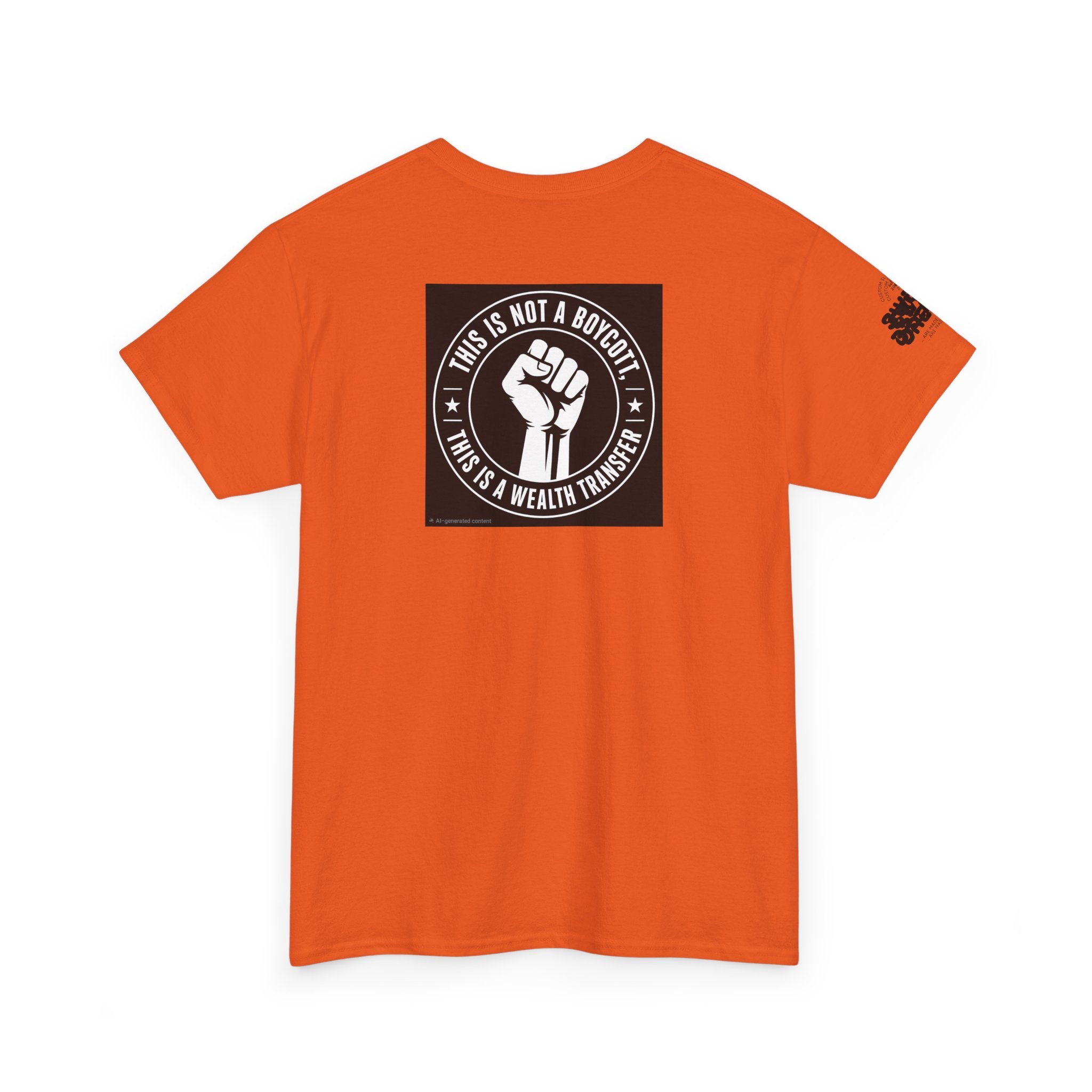 Graphic Tee — 'This Is Not A Boycott, This Is A Wealth Transfer' Back Print with Reading Child Artwork