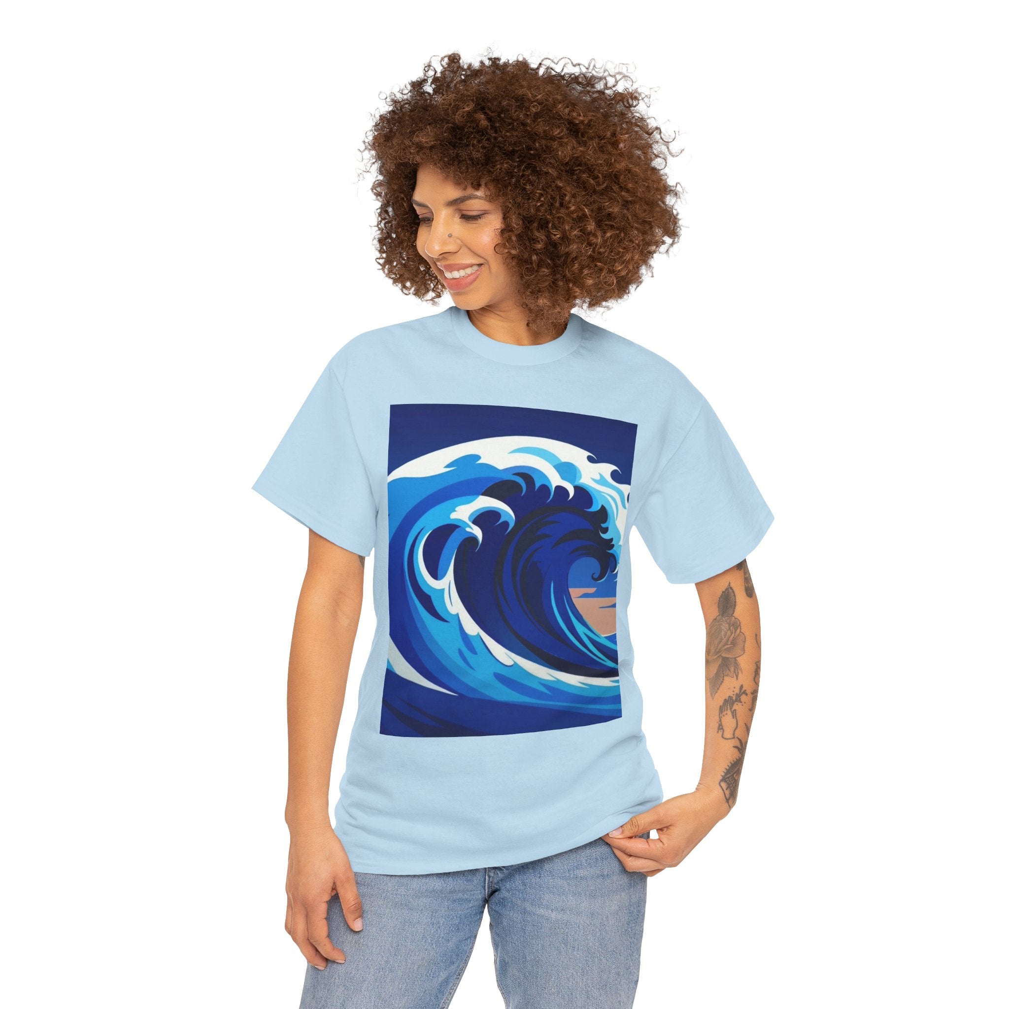 T-Shirt — Coastal Wave Graphic Tee (Ocean Sunset Wave Art)