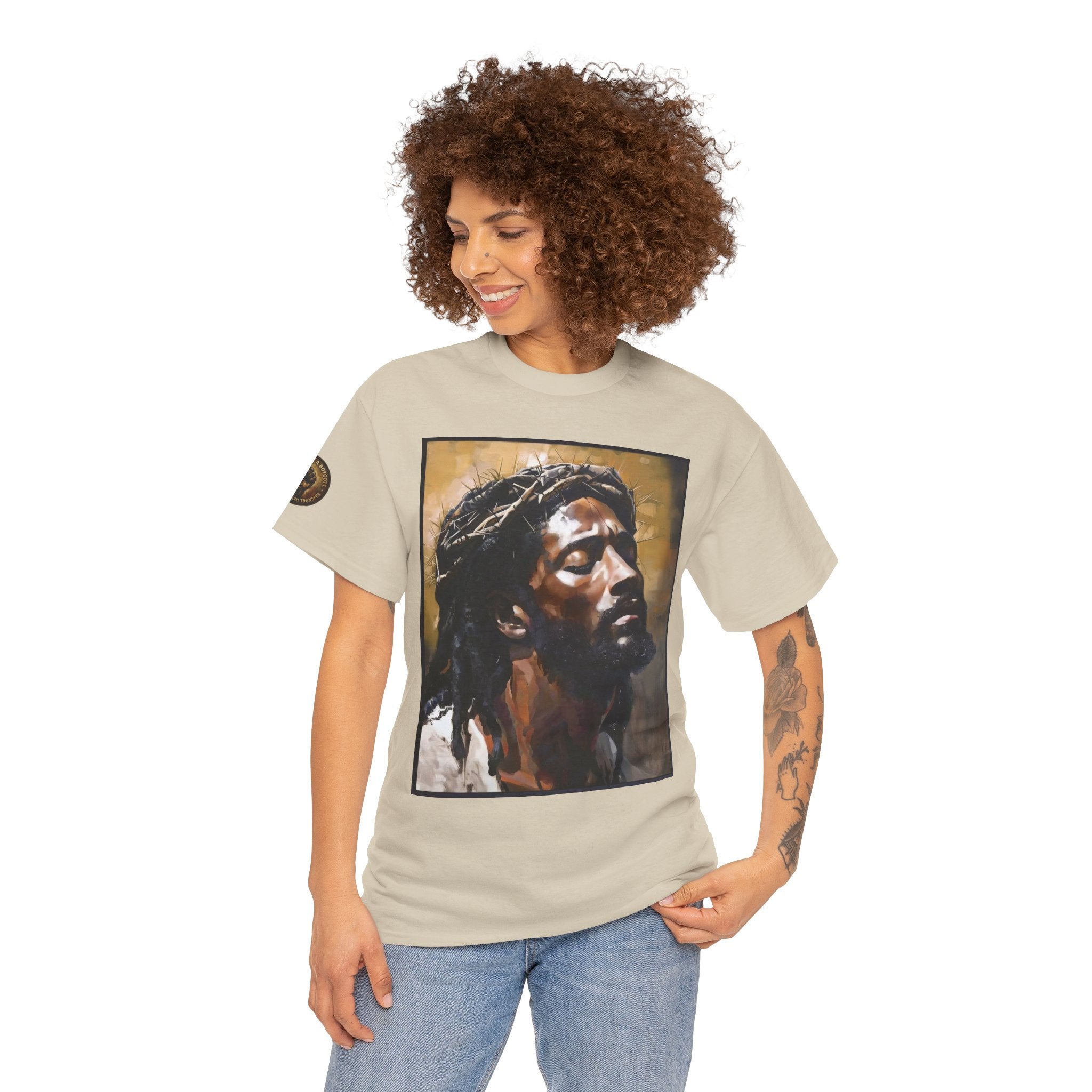 Jesus Portrait Tee with 'This Is Not A Boycott — This Is A Wealth Transfer' Back Emblem