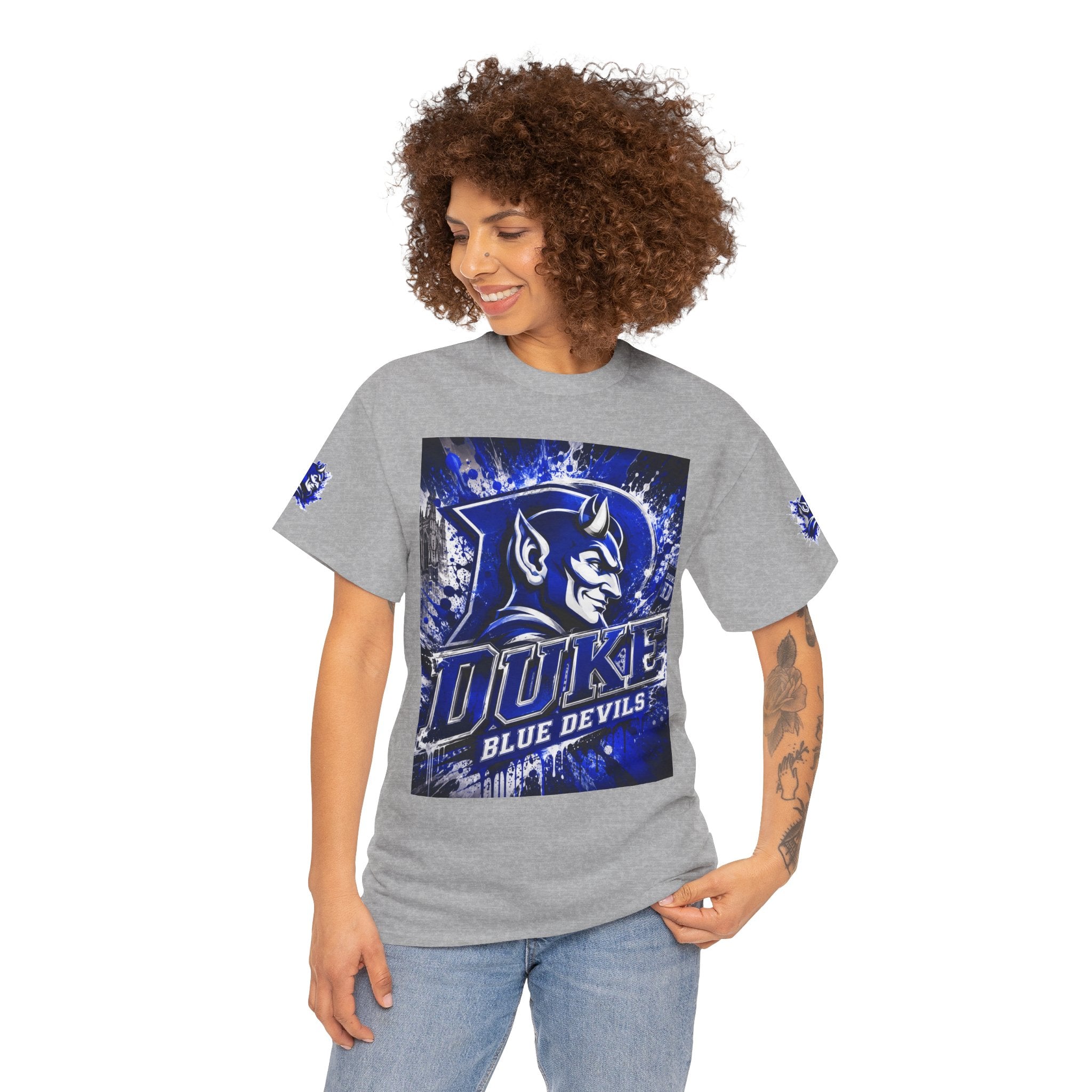 Duke Blue Devils Graphic Tee — Splatter Devil Logo T‑Shirt