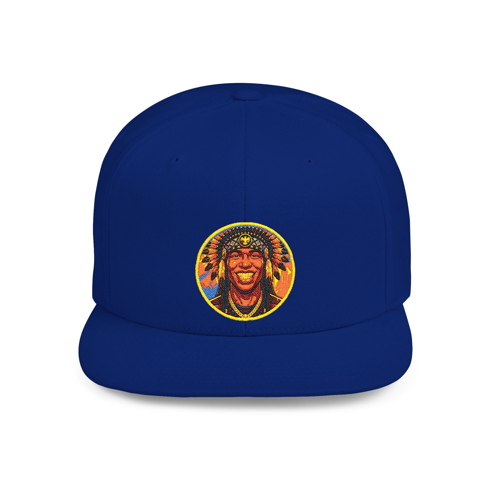 Snapback Hat — Vibrant Tribal Lion Patch Flat Bill Cap