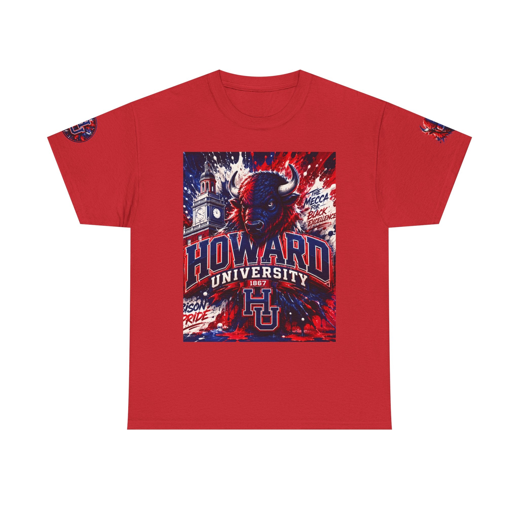 Howard University Buffalo Spirit Tee — HU Bison Red & Blue Campus Shirt