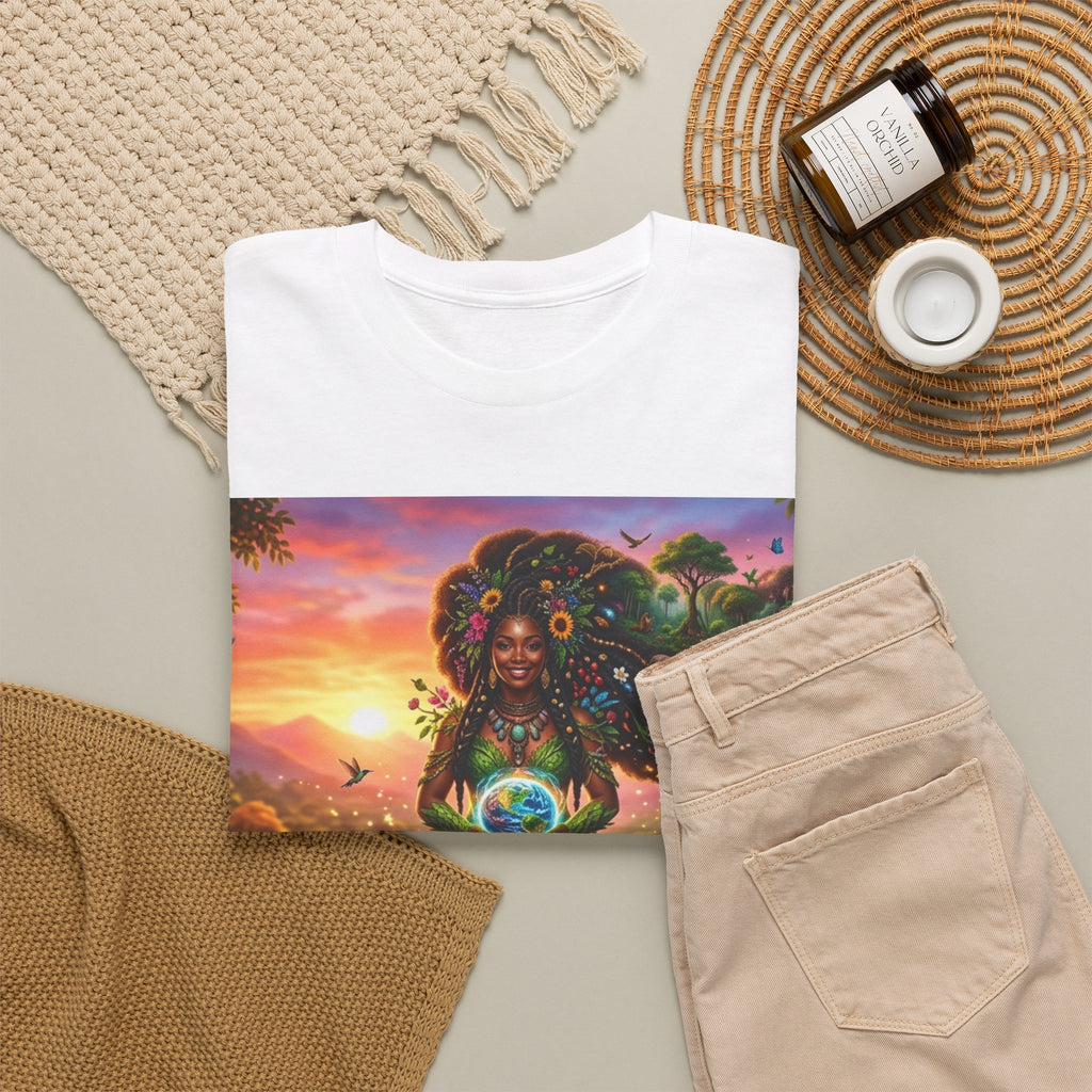 Earth Goddess T-Shirt — Vibrant Floral Nature Mother Graphic Tee