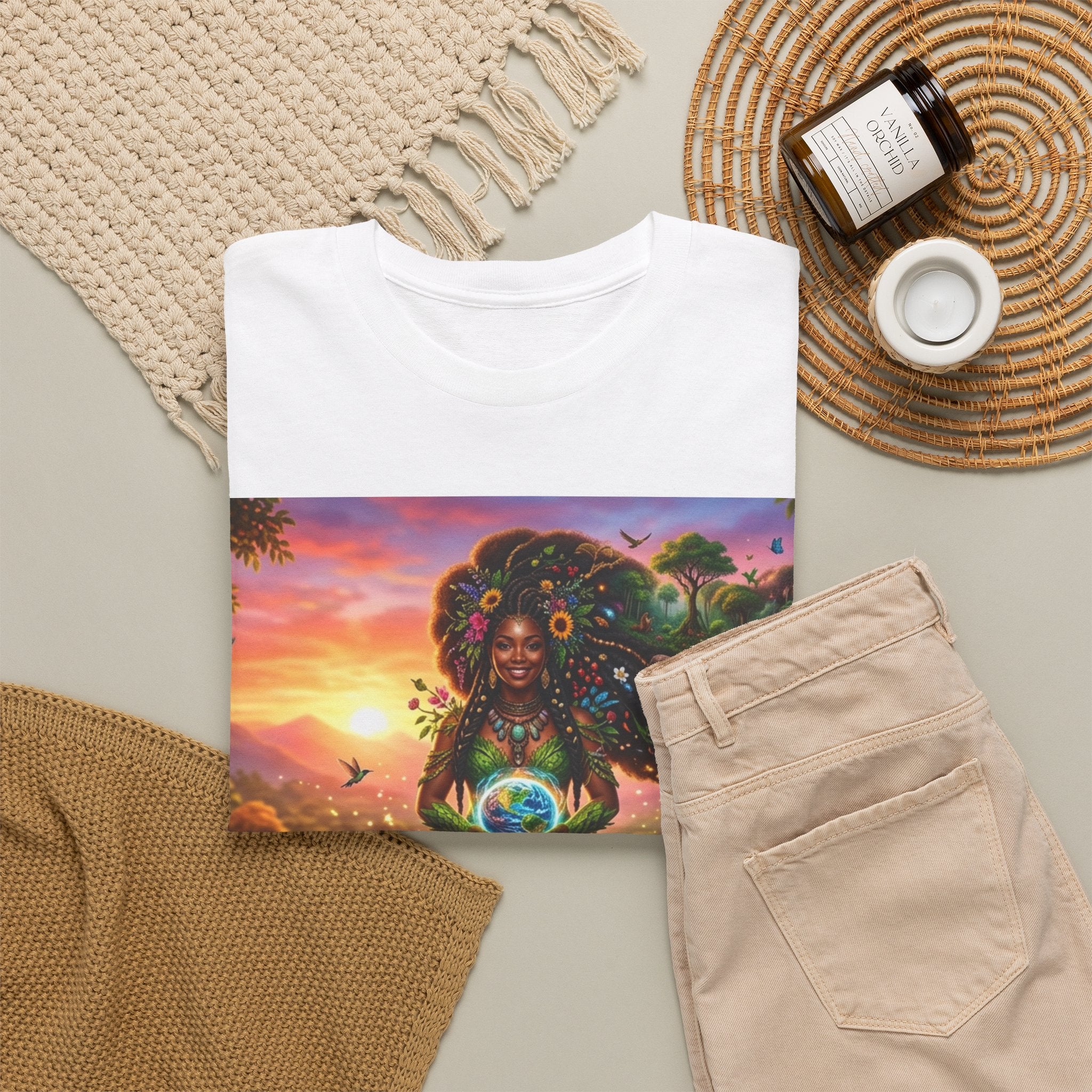 Earth Goddess T-Shirt — Vibrant Floral Nature Mother Graphic Tee