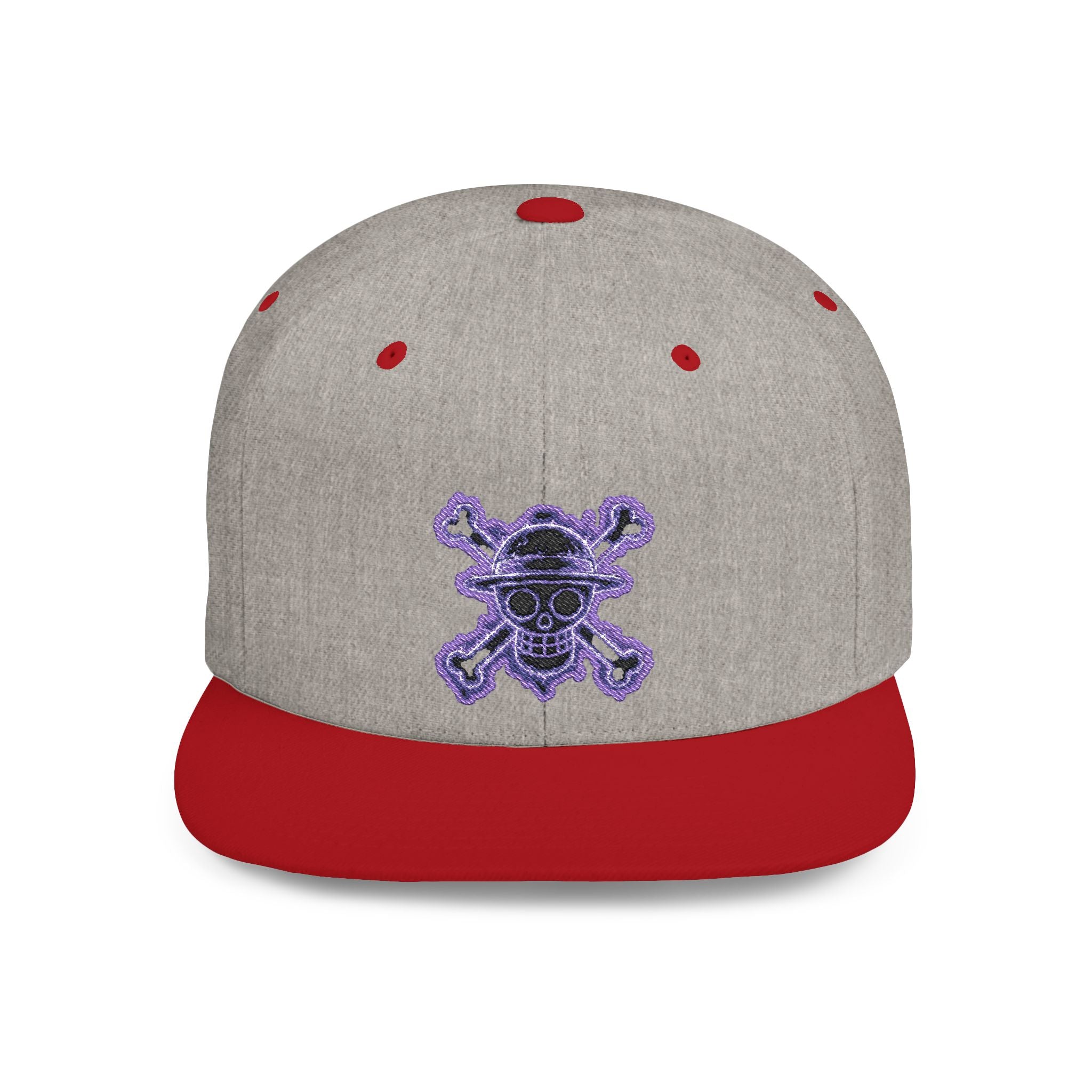 Purple Glitter Skull Snapback Hat - Flat Bill Adjustable Cap